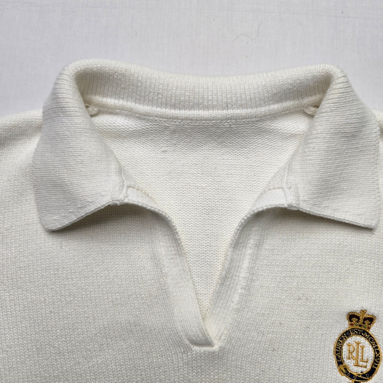Lauren Ralph Lauren × Vintage Vintage Lauren Ralph Lauren White Logo Crest PL Sweater Size L / US 10 / IT 46 - 5 Thumbnail