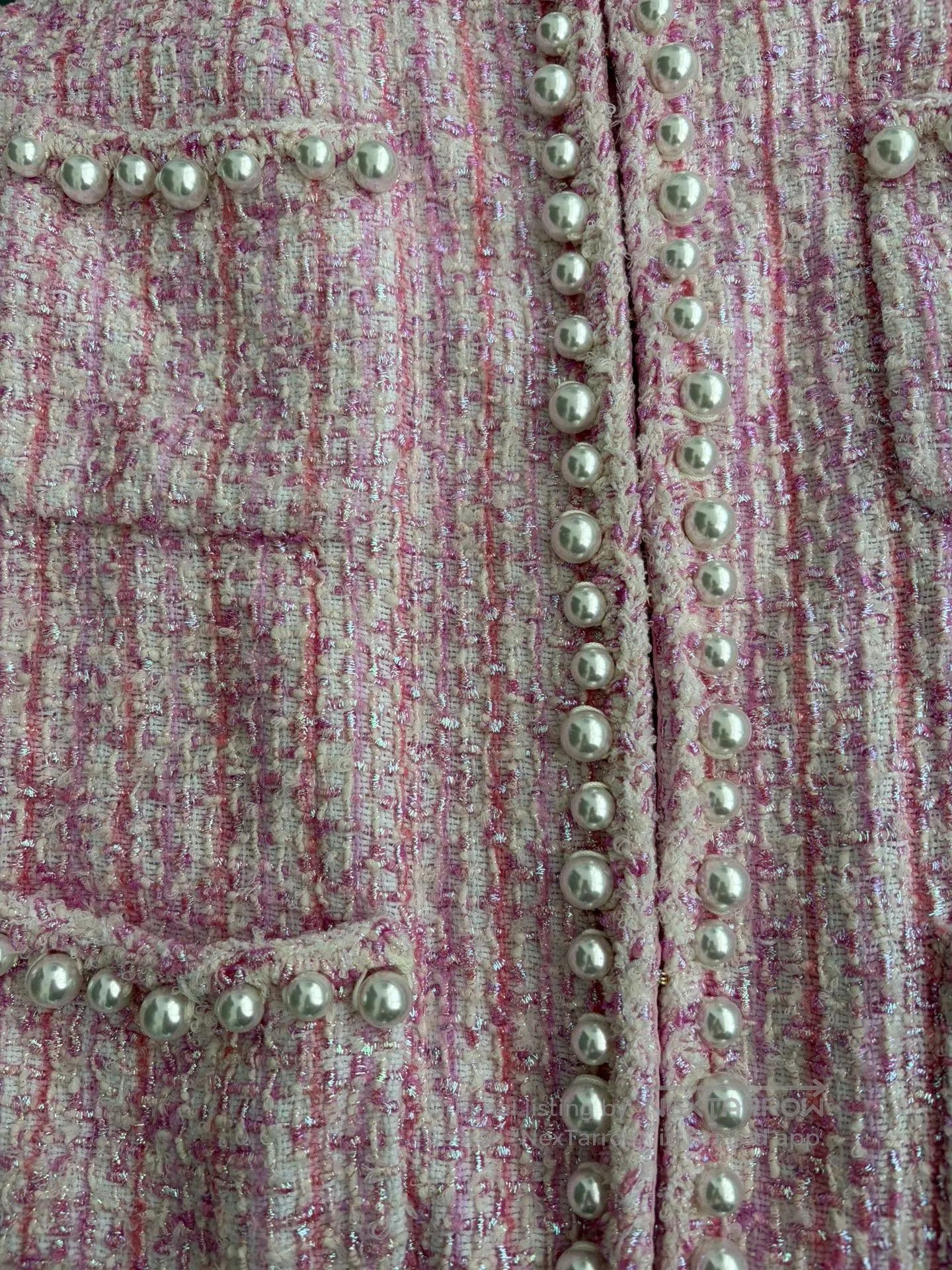 Chanel Chanel Pink Tweed Pearl Trim Jacket. Size US M / EU 48-50 / 2 - 3 Thumbnail