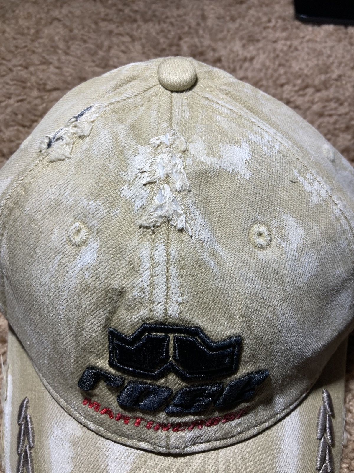 Martine Rose New AW24 Martine Rose Distressed Roll Back Cap Paint Hat 90s Size ONE SIZE - 4 Thumbnail