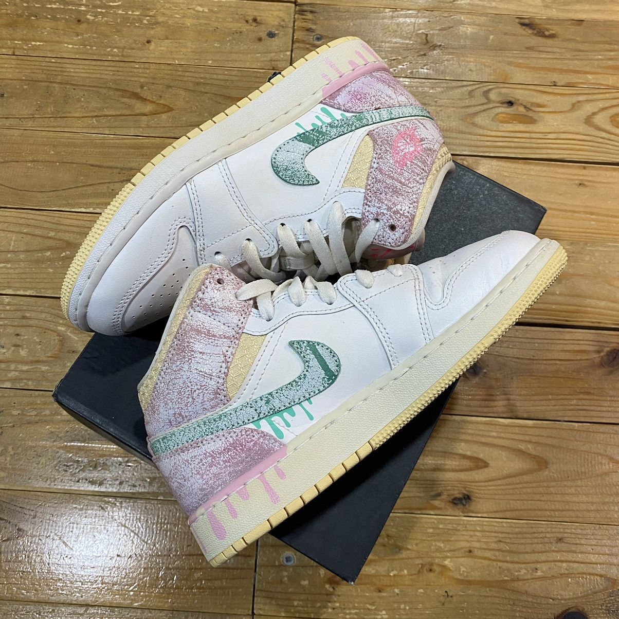 Nike Nike Air Jordan 1 Mid Paint Drip Ice Cream Pink Size 5y Size US 7 / IT 37 - 2 Thumbnail