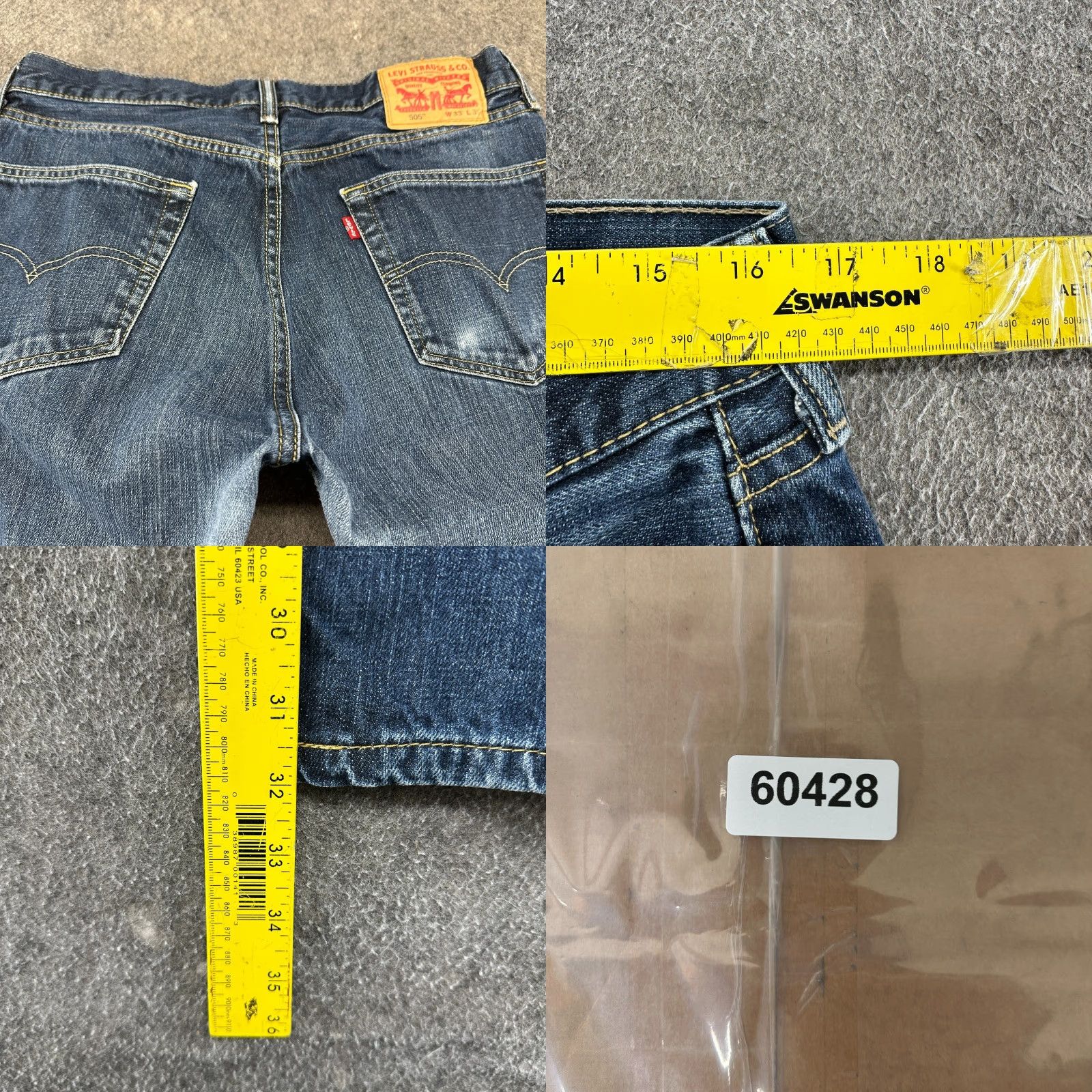 Levi's Levi's 505 Jeans Mens 33x32 Blue Regular Fit Straight Leg Dark Wash Cotton Denim Jeans Size US 33 - 8 Thumbnail