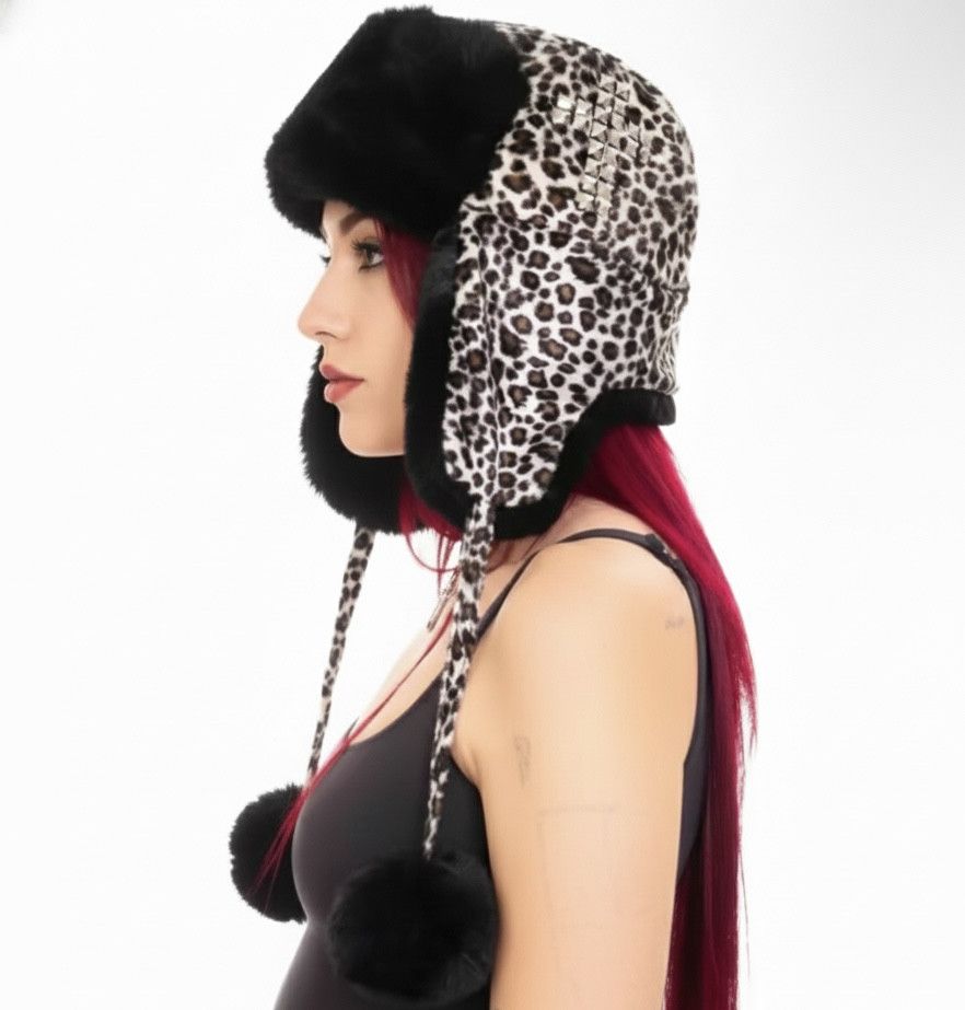 Other American Vintage Leopard Diamond Cross Warm Hat Size ONE SIZE - 2 Thumbnail