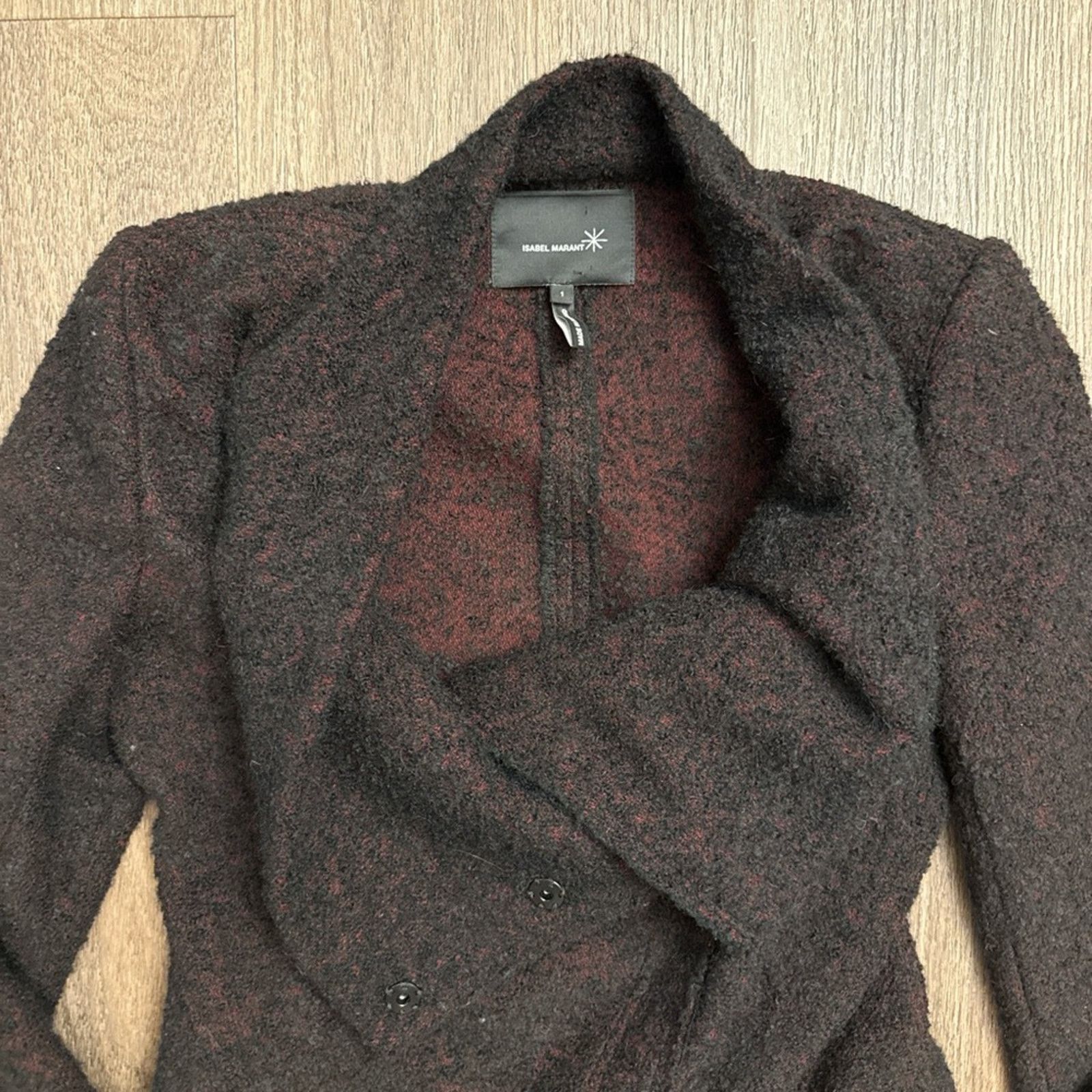 Isabel Marant Isabel Marant textured wool asymmetrical red and black jkt Size S / US 4 / IT 40 - 2 Thumbnail