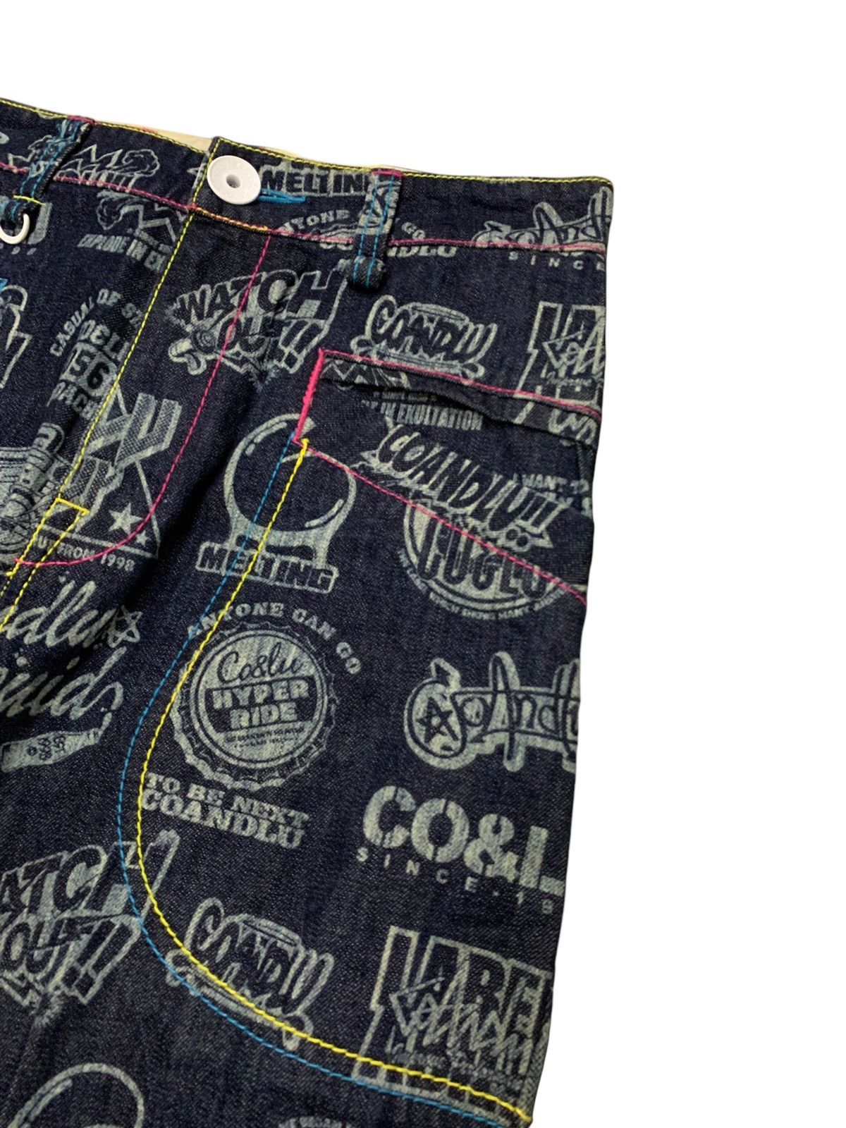 Hysteric Glamour × Japanese Brand Co & Lu Japan Drop Crotch All Over Printed Men Denim Pants Size US 29 - 9 Thumbnail