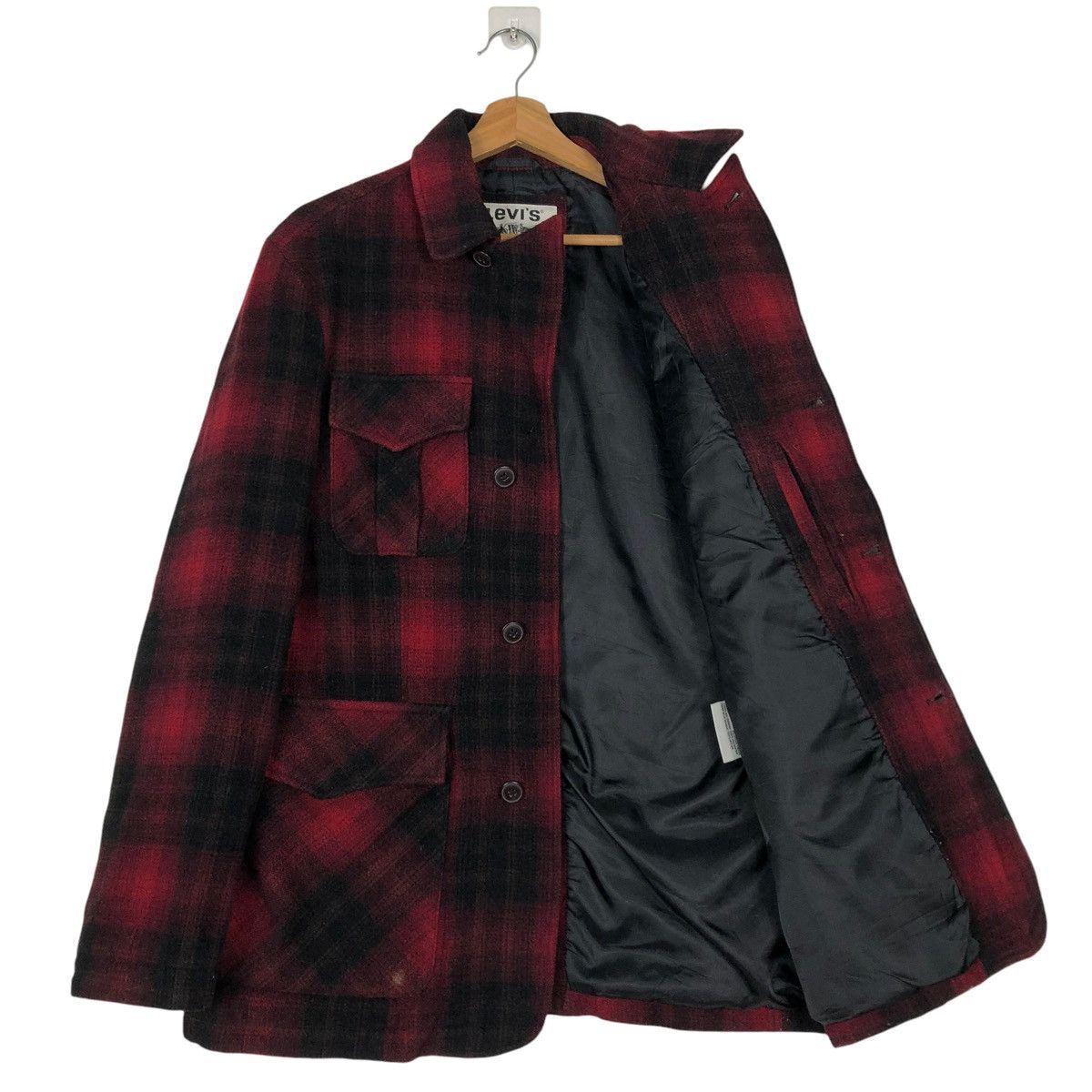 Japanese Brand 🔥VINTAGE LEVI FLANNEL WOOL JACKET TARTAN DESIGN PUNK STYLE Size US M / EU 48-50 / 2 - 11 Thumbnail