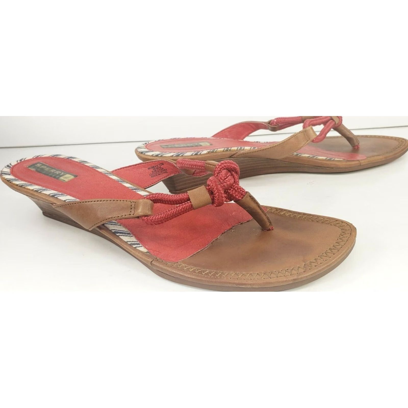 Sperry Sperry Top-Sider Women's Wedge Sandal Size 10M Red Slip On Non-Marking Thong Casual Rope Work Size L / US 10 / IT 46 - 4 Thumbnail