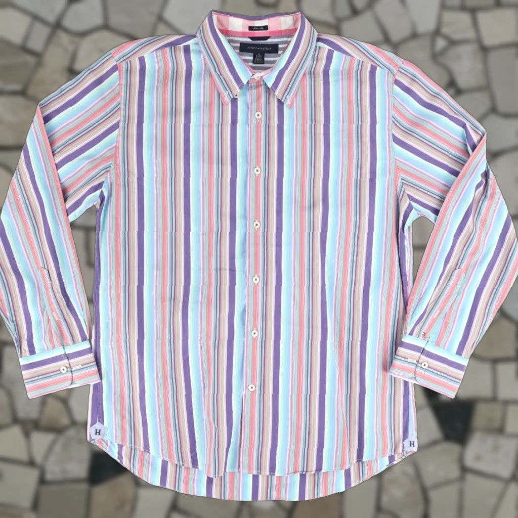Tommy Hilfiger Tommy Hilfiger Shirt Slim Fit Rainbow Striped Long Sleeve Button Down Shirt Men's XL Size US XL / EU 56 / 4 - 1 Thumbnail