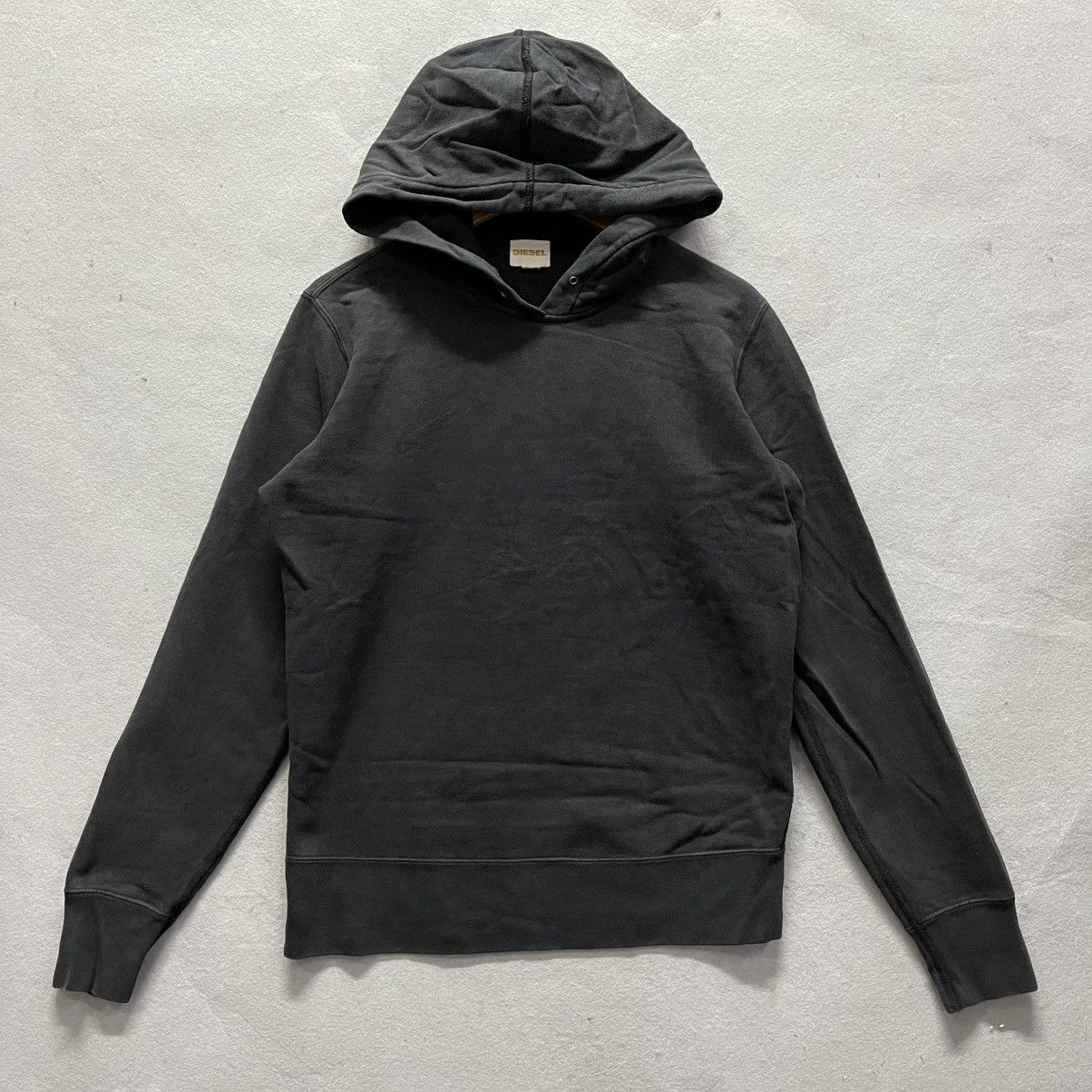Vintage Diesel Hoodie – Black Minimalist Raised Back Print