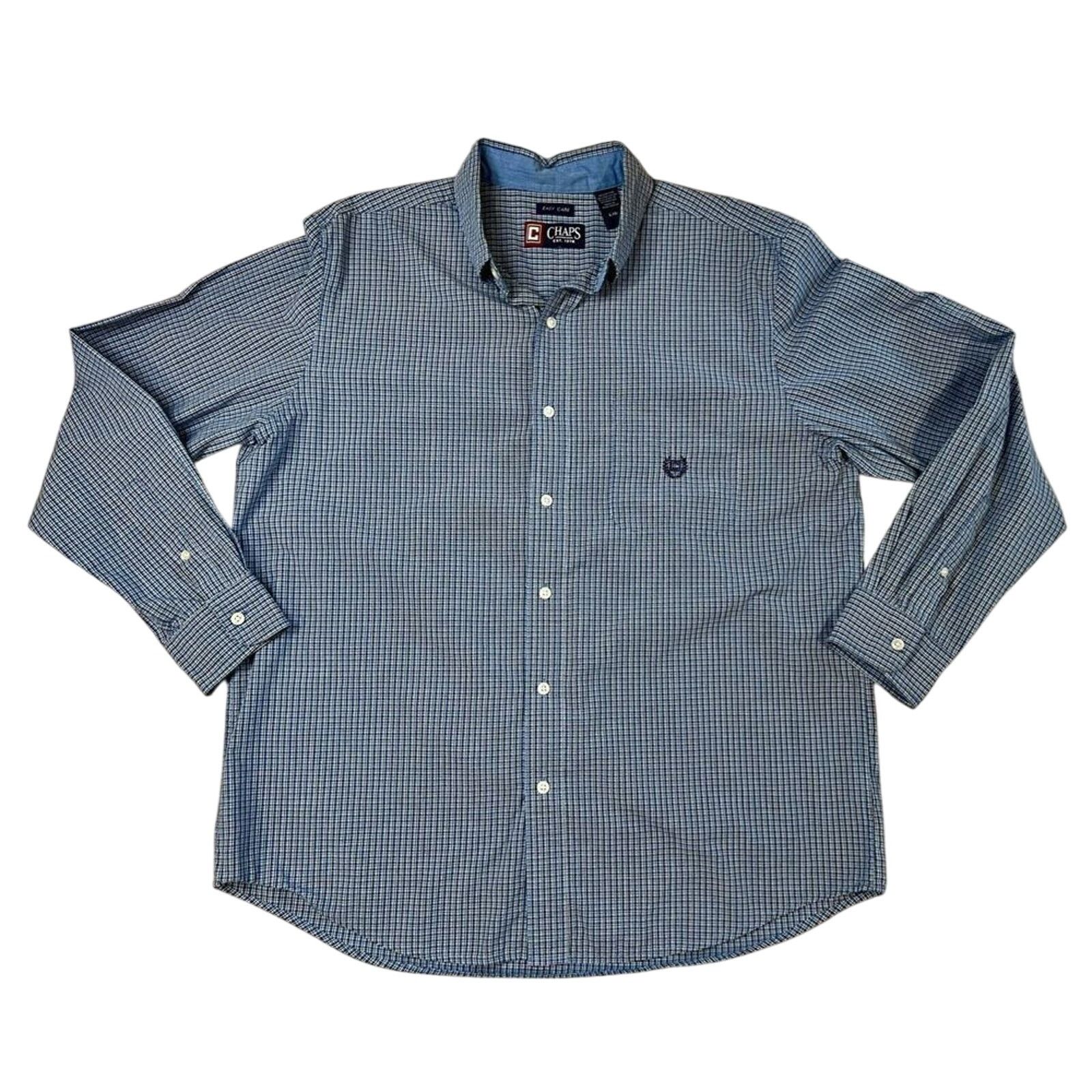 Chaps Chaps Blue Gingham Poplin Button Down Shirt LARGE Business Size US L / EU 52-54 / 3 - 1 Thumbnail