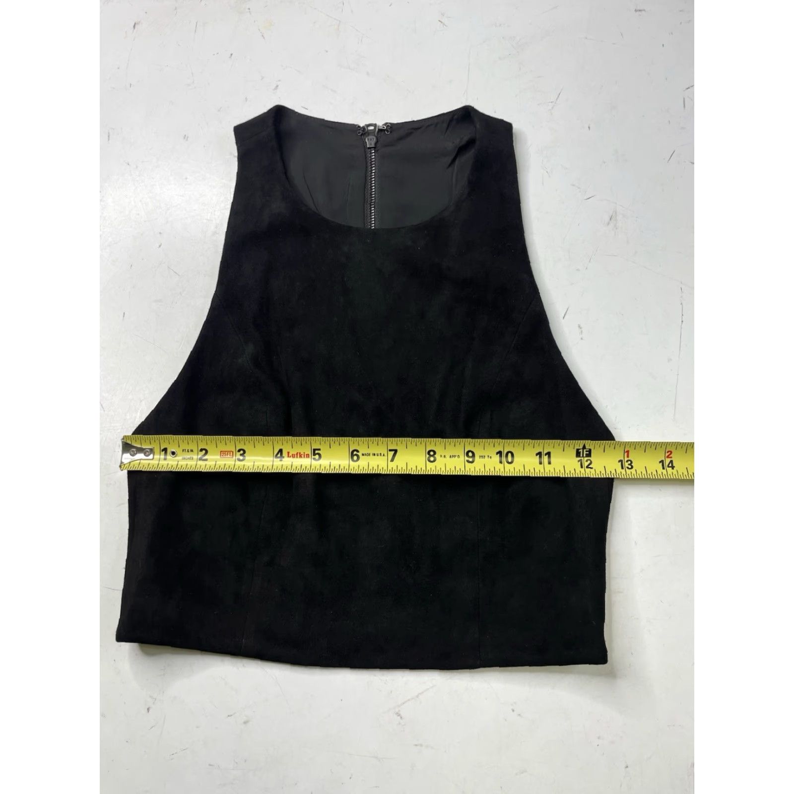 Alice + Olivia Alice + Olivia Tank Cropped Sleeveless Leather Lace Open Back Black Size 0 Women Size XS / US 0-2 / IT 36-38 - 4 Thumbnail