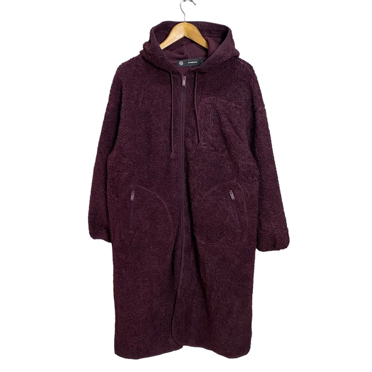 image of Gu x Undercover Parka Hodie Fleece Jacket in Dark Maroon, Men's (Size Large)