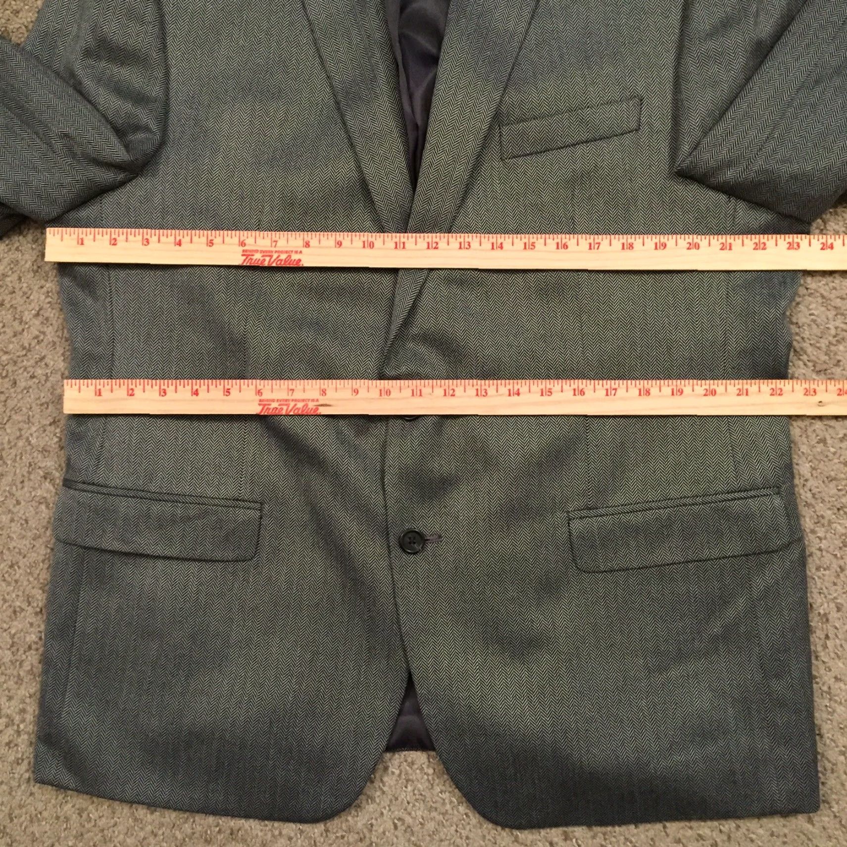 Chaps Chaps Blazer Mens 46 Gray Herringbone Rayon Polyester Blend Single Vent Jacket Coat 2 Piece Notch Lapel Two-Button Front Regular Mens Size 46R - 5 Thumbnail