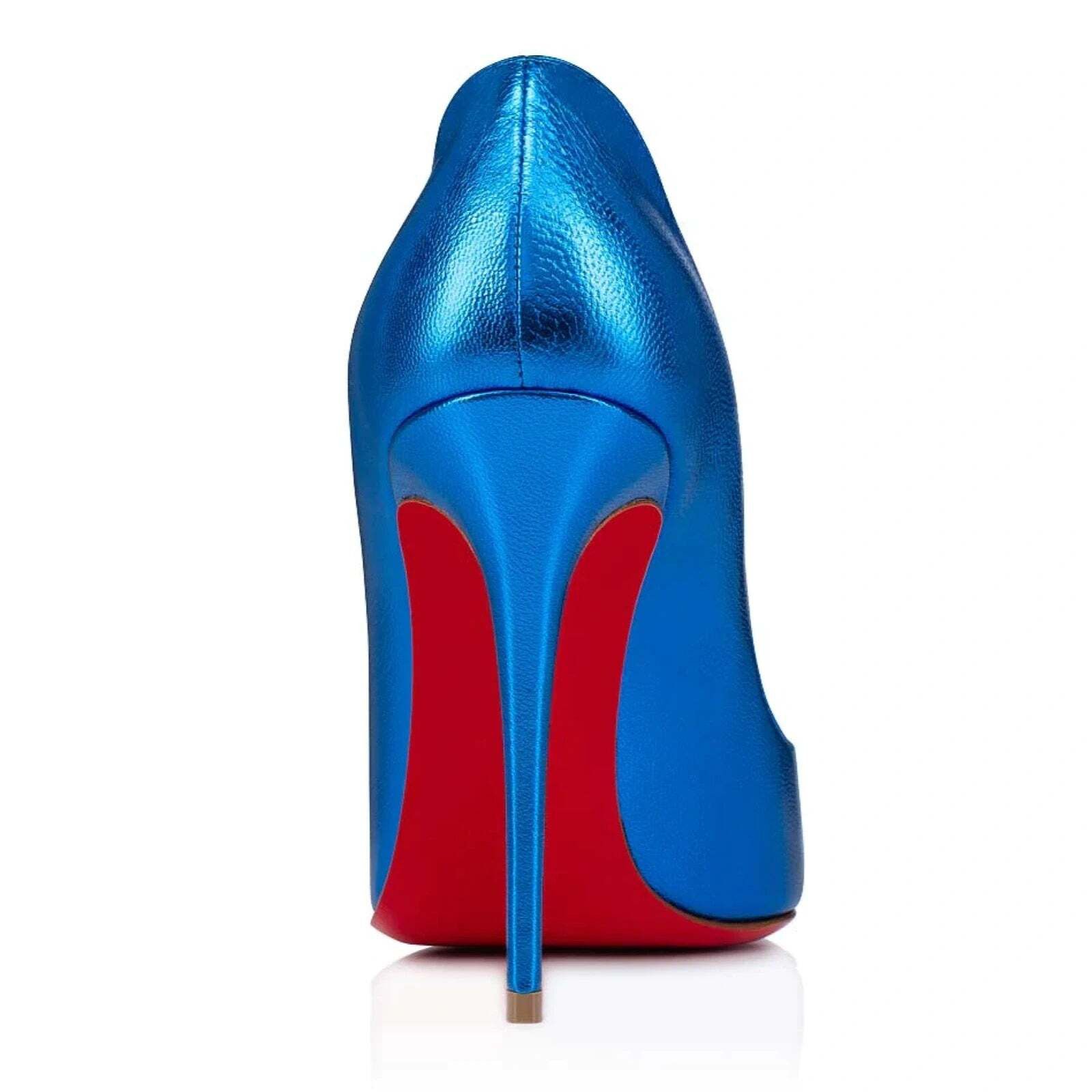 Christian Louboutin Hot Chick 100 Alize Blue Leather Pointed Toe Heel Pump 38.5 Size US 8.5 / IT 38.5 - 10 Thumbnail