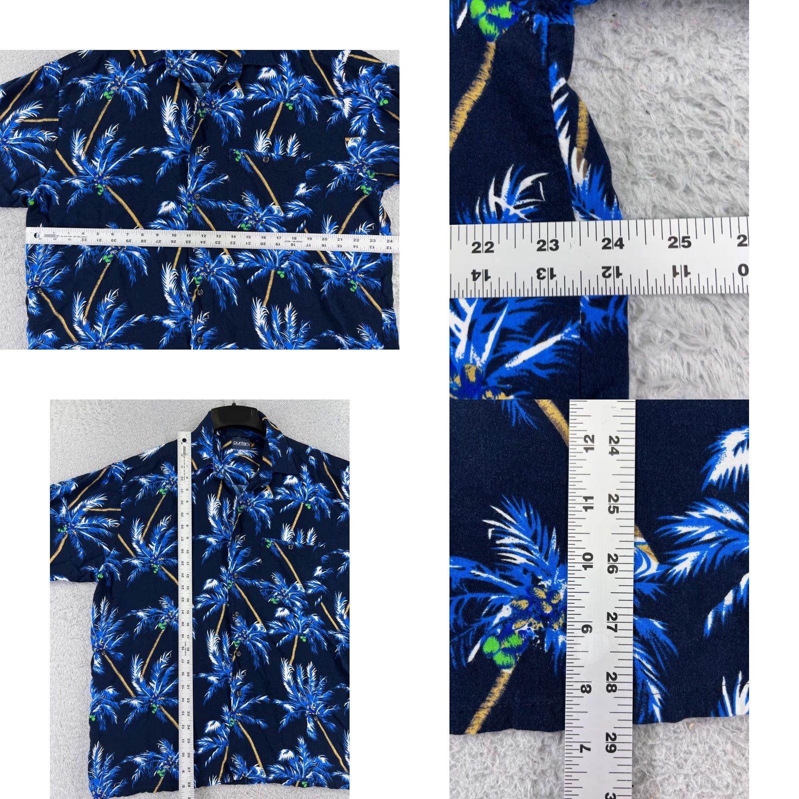 Vintage Puritan Shirt Mens XL Blue Palm Print Hawaiian Vacation Beach Button Up Shirt Size US XL / EU 56 / 4 - 8 Thumbnail