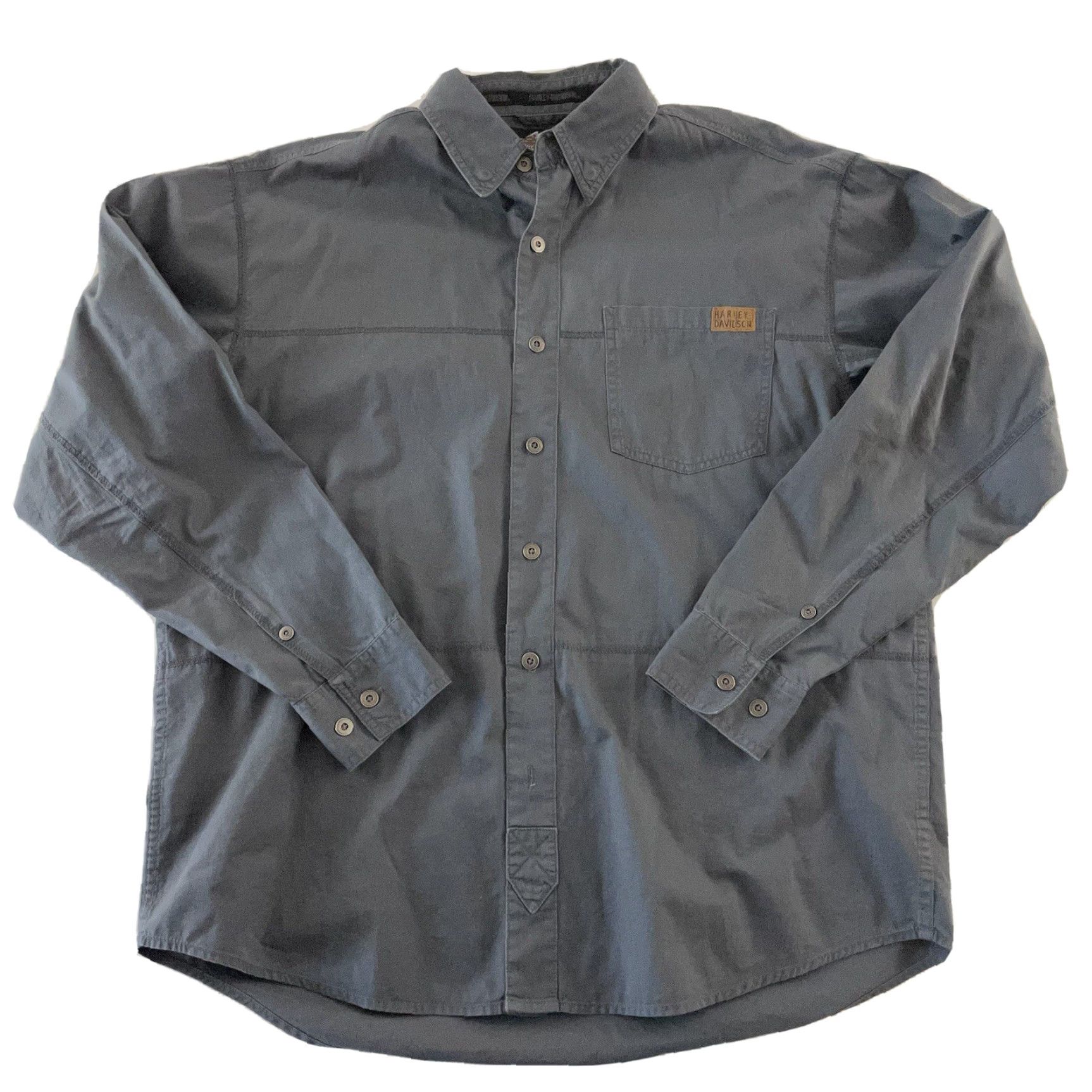 Harley Davidson Harley-Davidson Embroidered Logo Long Sleeve Button Front Shirt Men's Large Gray Size US L / EU 52-54 / 3 - 2 Thumbnail