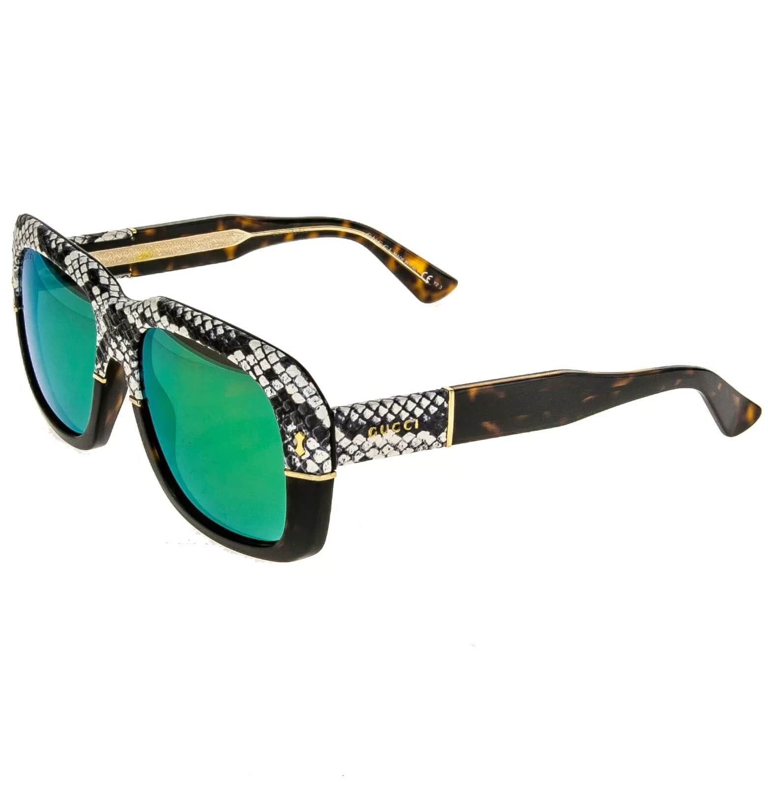Gucci GUCCI 1157 Brown Green Mirrored Snake Sunglasses GG1157S Size ONE SIZE - 8 Thumbnail