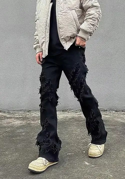 Japanese Brand Mitsui x Juri High street black raw edge ripped jeans Size US 30 / EU 46 - 3 Thumbnail