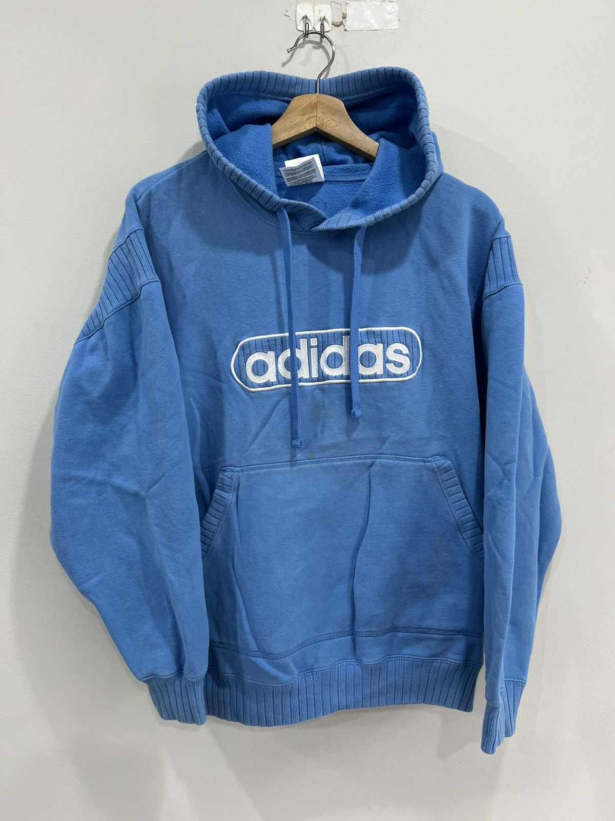 Adidas Vintage Vintage Adidas Hoodie Sweater baby blue Grailed