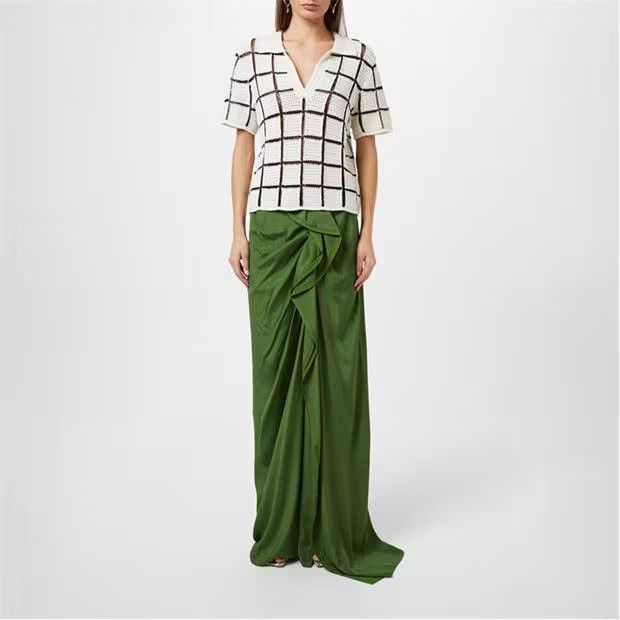 Dries Van Noten o1g2r1mq1024 Block Stitch Polo Top in Cream & Black Size S / US 4 / IT 40 - 5 Thumbnail
