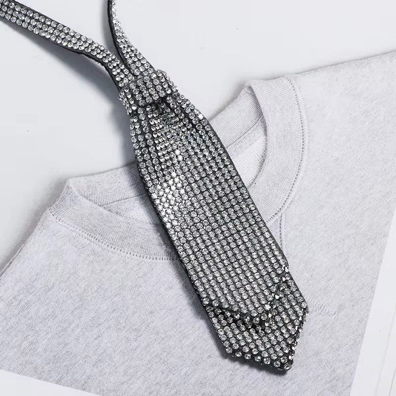 Japanese Brand × Leather Double-layer Diamond Beaded Rhinestone Tie Size ONE SIZE - 2 Thumbnail