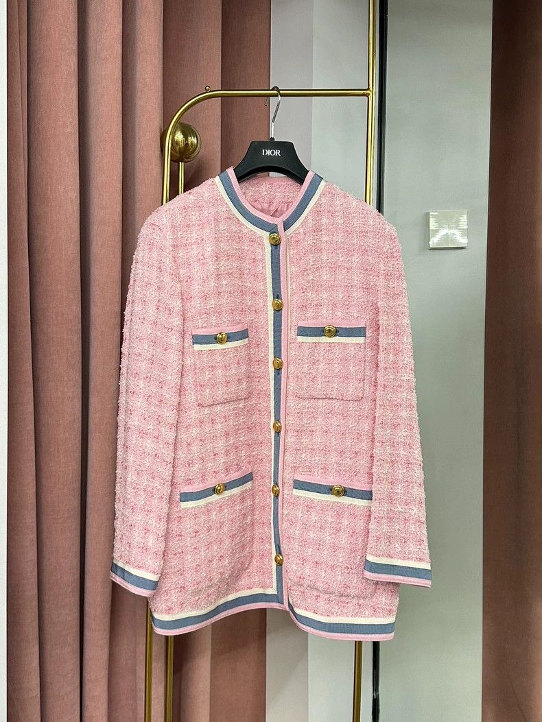 Gucci Gucci Pink Knit Gold Button Jacket - dmc Size US S / EU 44-46 / 1 - 1 Thumbnail