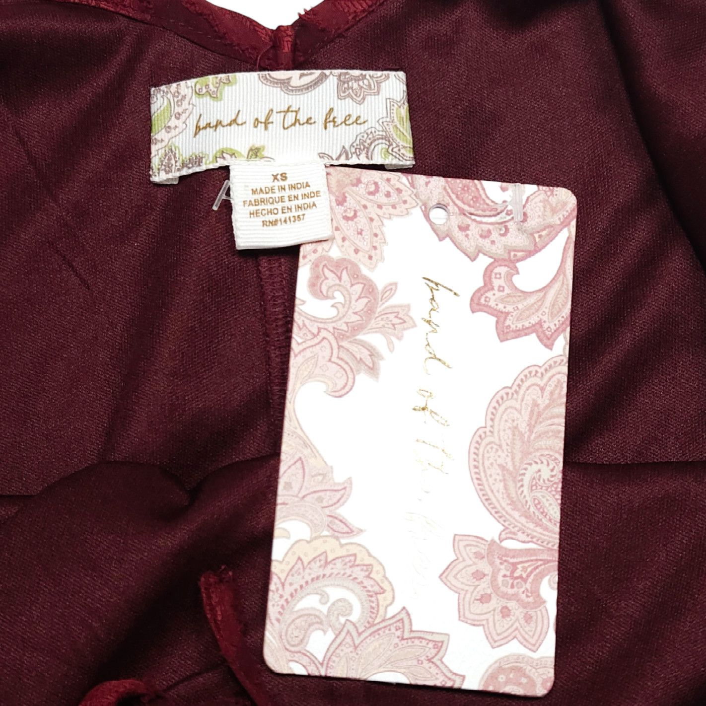 Other NWT B.O.G. Band of the Free Lila Midi Dress Sz. XS Merlot Size XS / US 0-2 / IT 36-38 - 4 Thumbnail