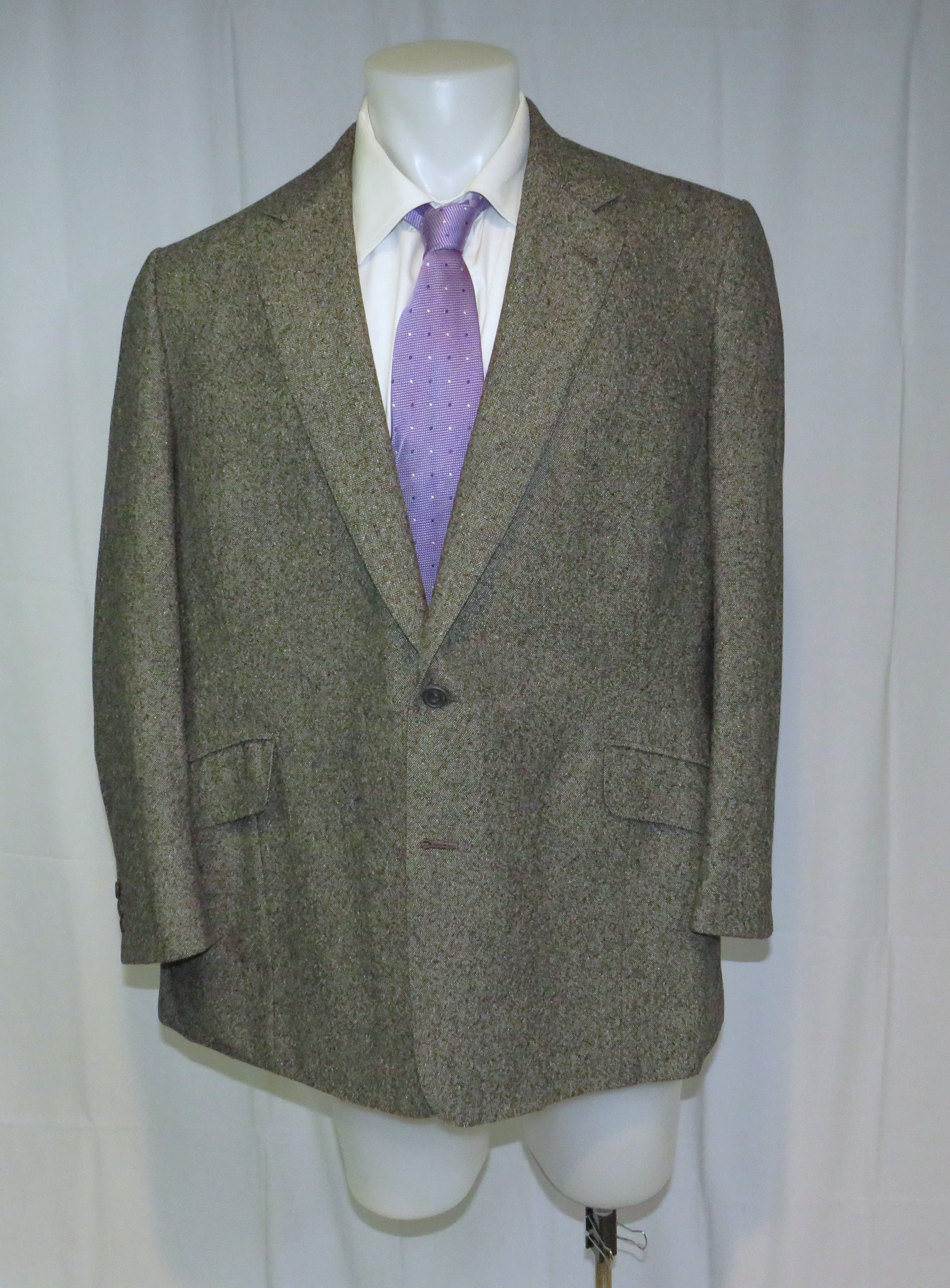 Henry Poole × Savile Row Bespoke Gray Donegal Tweed Two Button Sport Coat 46R Size 46R - 1 Thumbnail