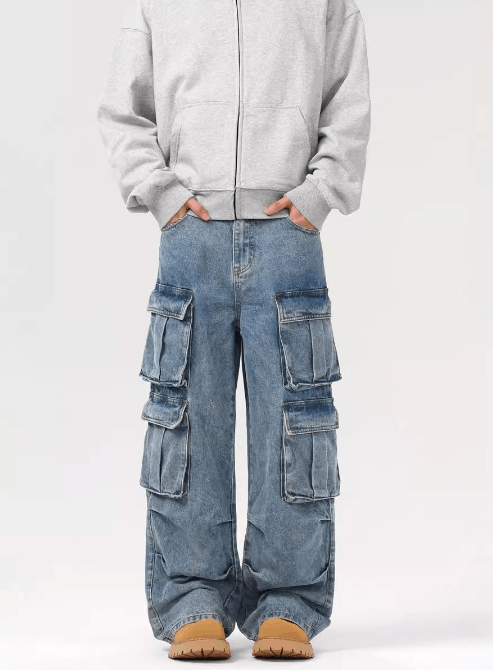 Japanese Brand × Jean American retro washed multi-pocket cargo jeans Size US 34 / EU 50 - 1 Thumbnail
