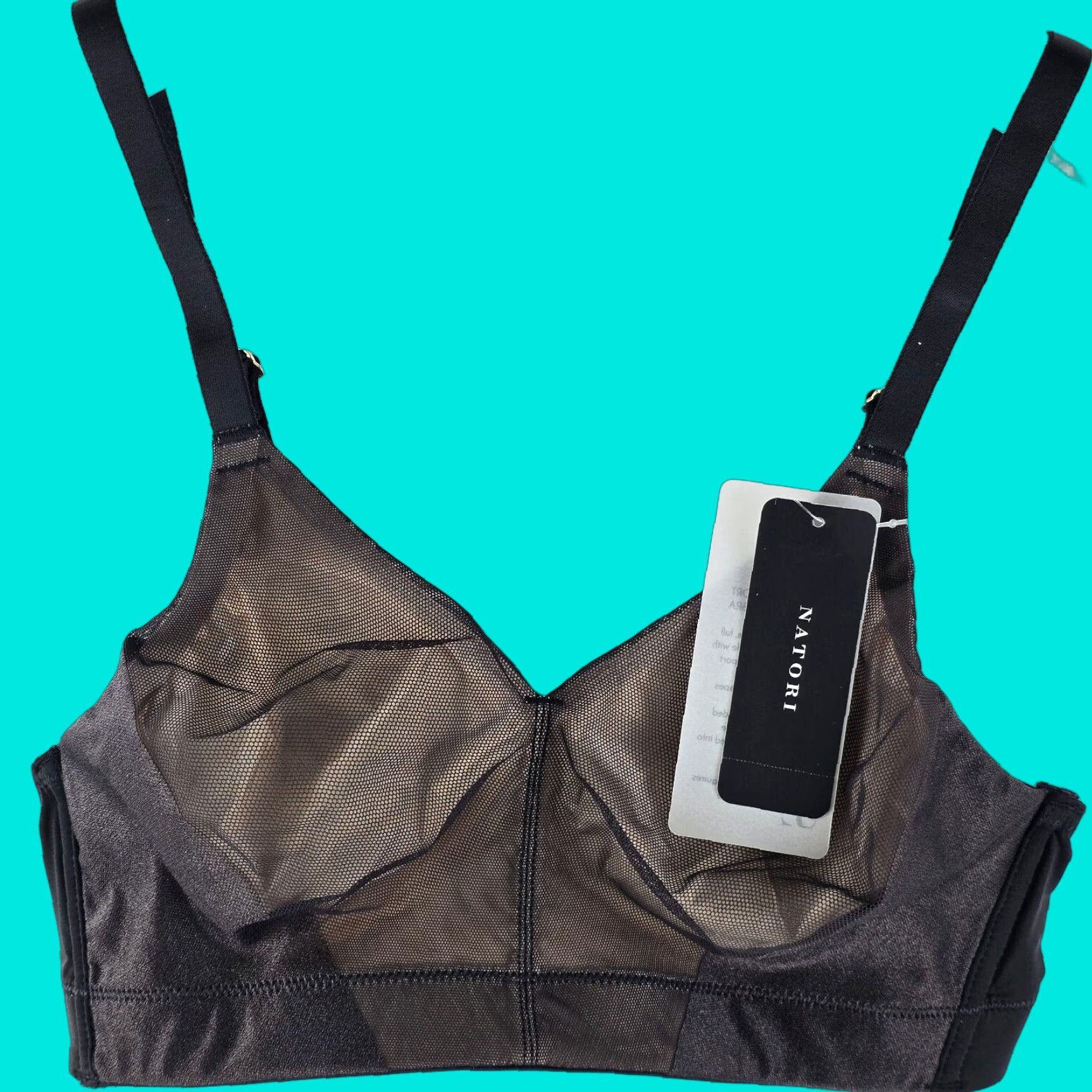 Vintage Natori Wireless Bra 32C Black Cafe Full Coverage Slimming Adjustable Strap Womens