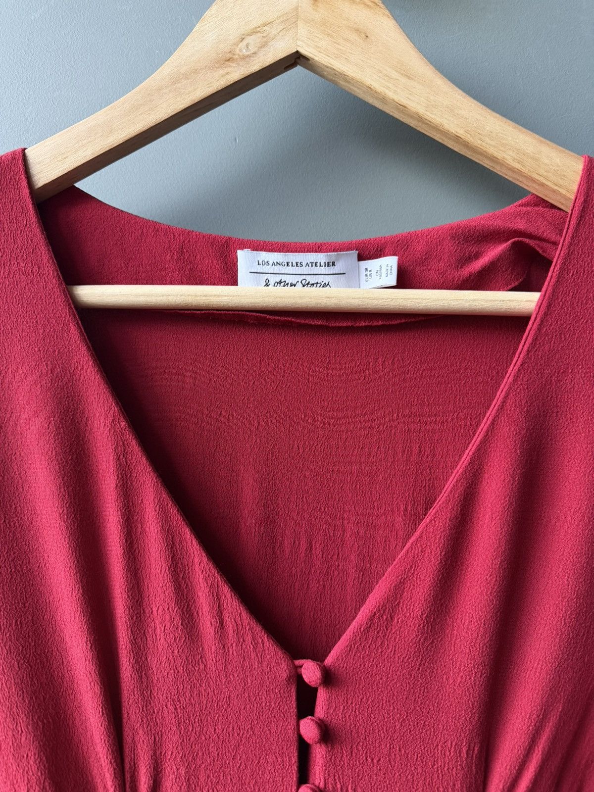 & Other Stories & Other Stories Red Romantic V-Neck Viscose Dress Size M / US 6-8 / IT 42-44 - 3 Thumbnail