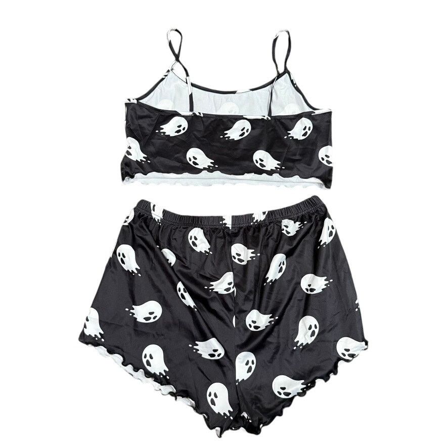 Shein Woman's 2 Piece Ghost Graphic Pajama Short and Top Set Size ONE SIZE - 2 Thumbnail