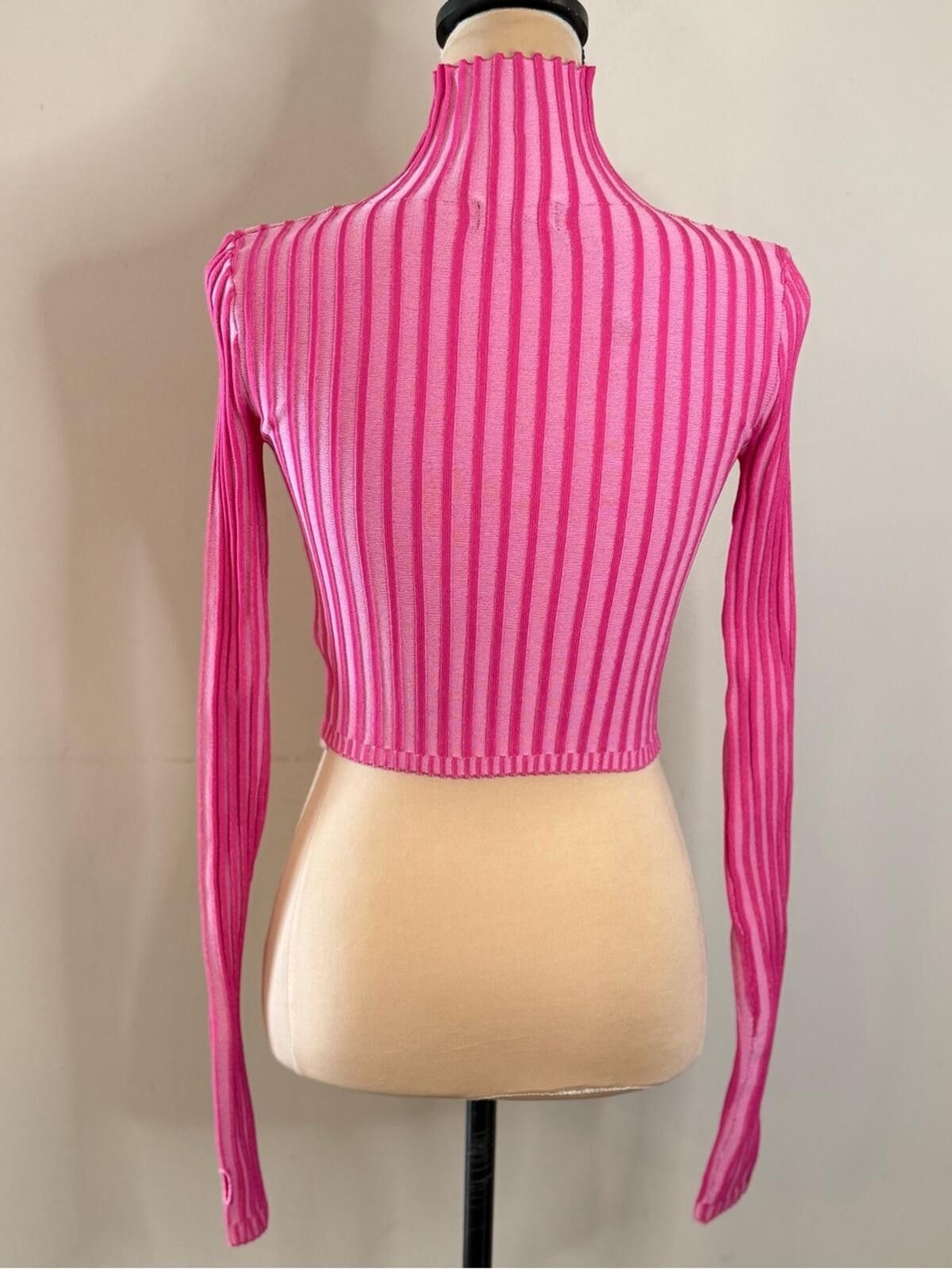 Other PrettyLittleThing crop pink stripe turtleneck with cutout XS Size XS / US 0-2 / IT 36-38 - 6 Thumbnail