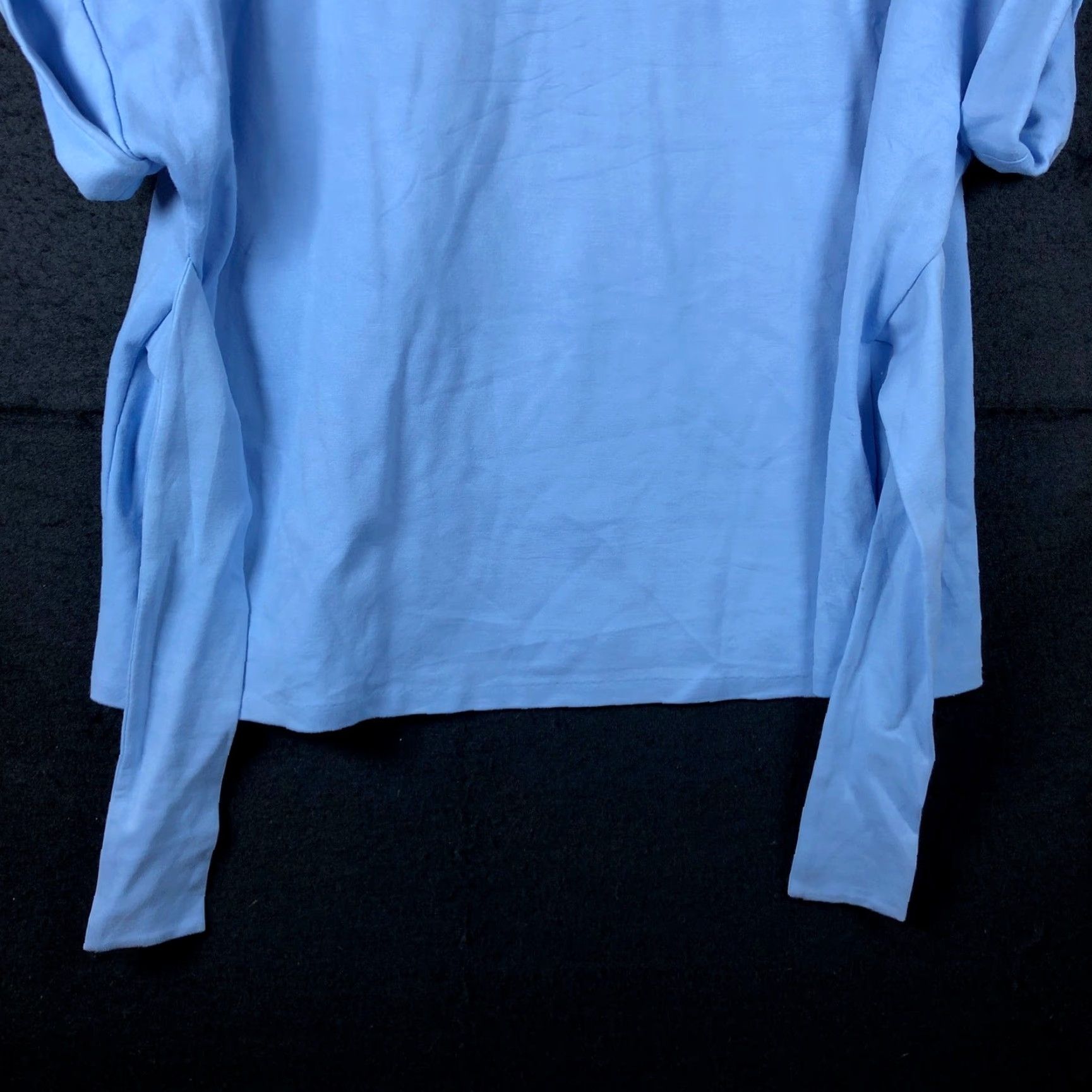 Express Express Blouse Blue Short Sleeve Cuffed Belted Stretch Small Women Shirt Casual Workwear Size S / US 4 / IT 40 - 3 Thumbnail