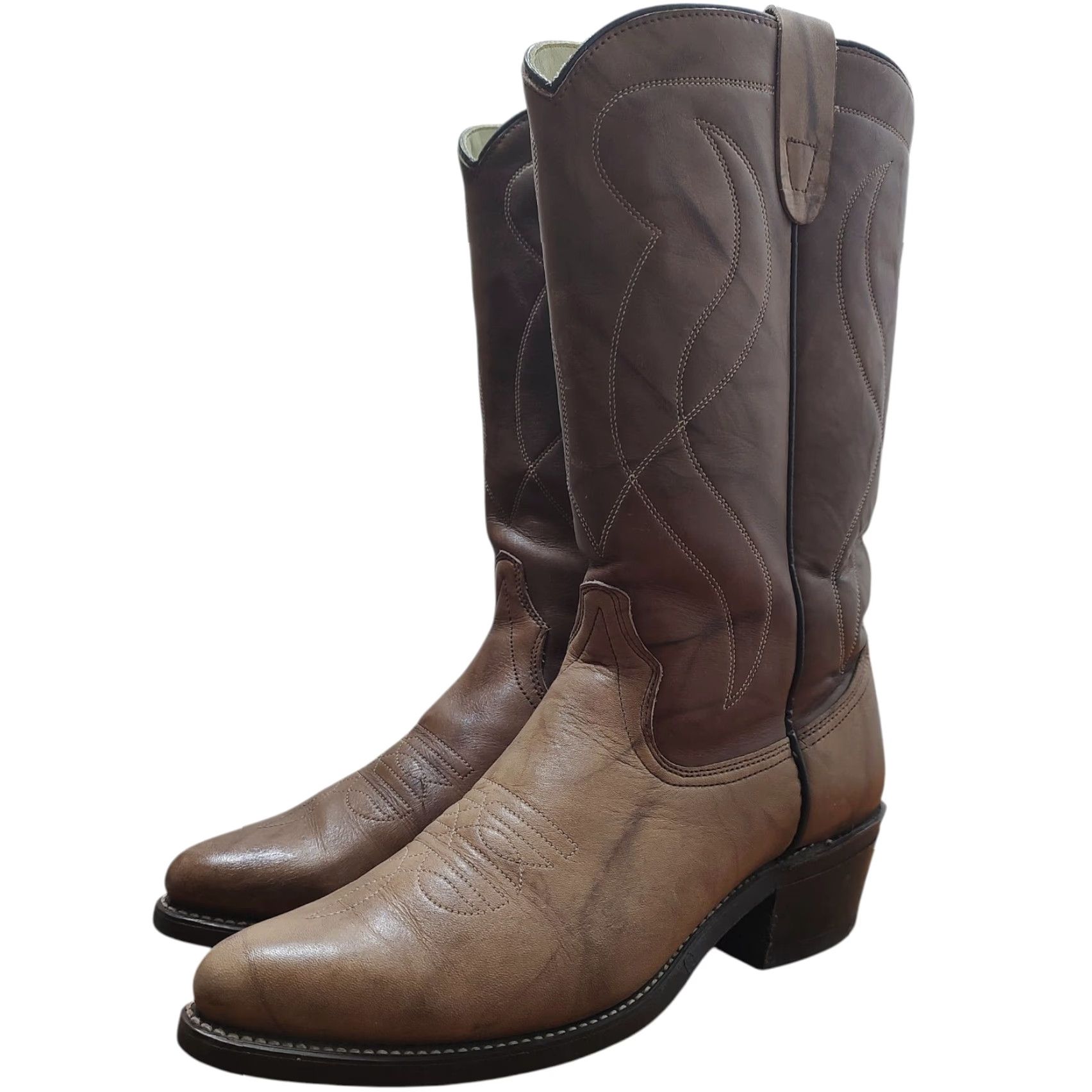 Vintage VINTAGE Texas Boots Western Cowboy 8 D Brown Marbled Leather Texas 8011 Mens Cow boy Boot United States 1992 Size US 8 / EU 41 - 6 Thumbnail