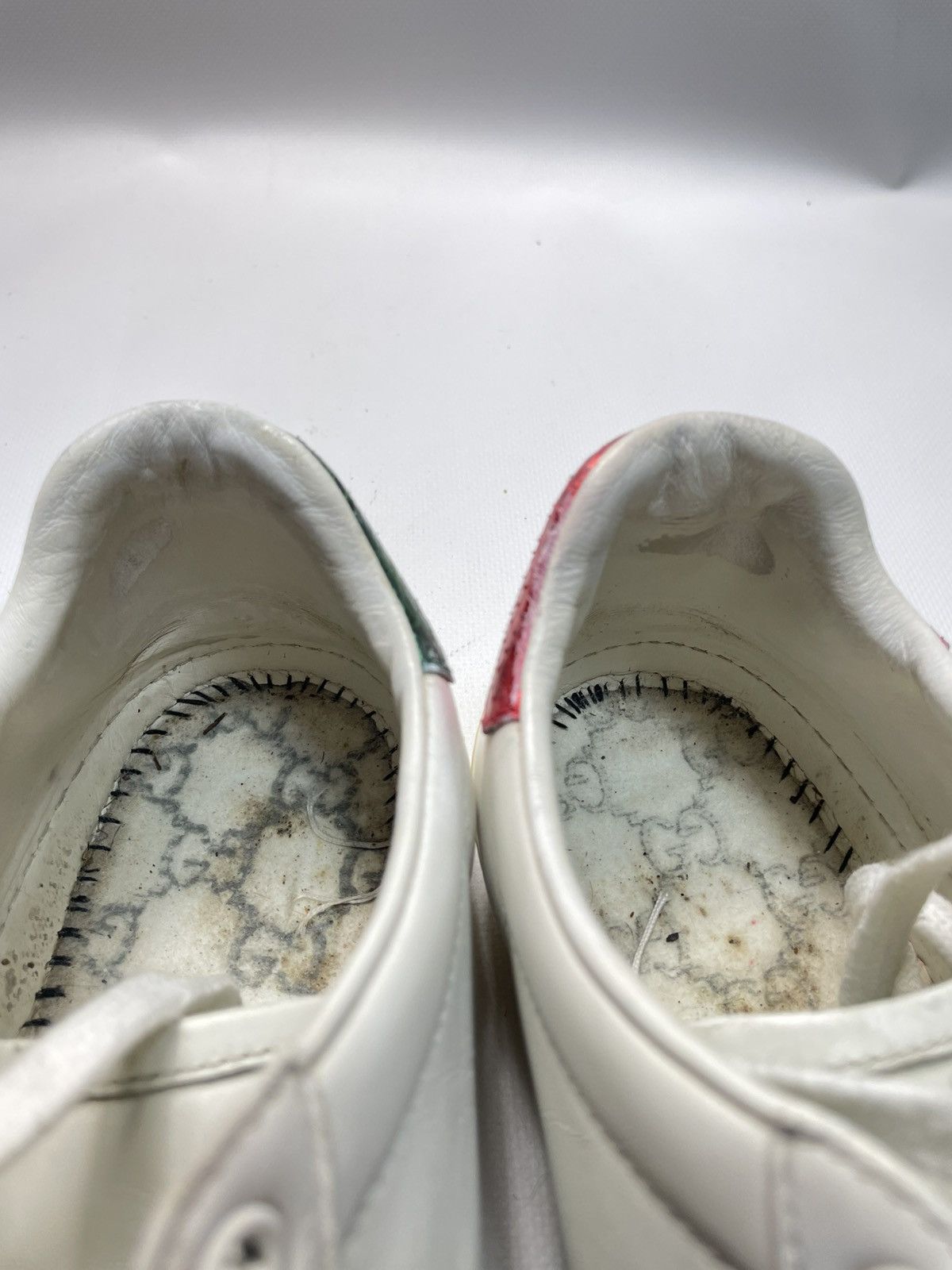 Gucci Gucci Ace Bee Embroidered Web White Leather Trainer Size US 8 / EU 41 - 14 Thumbnail