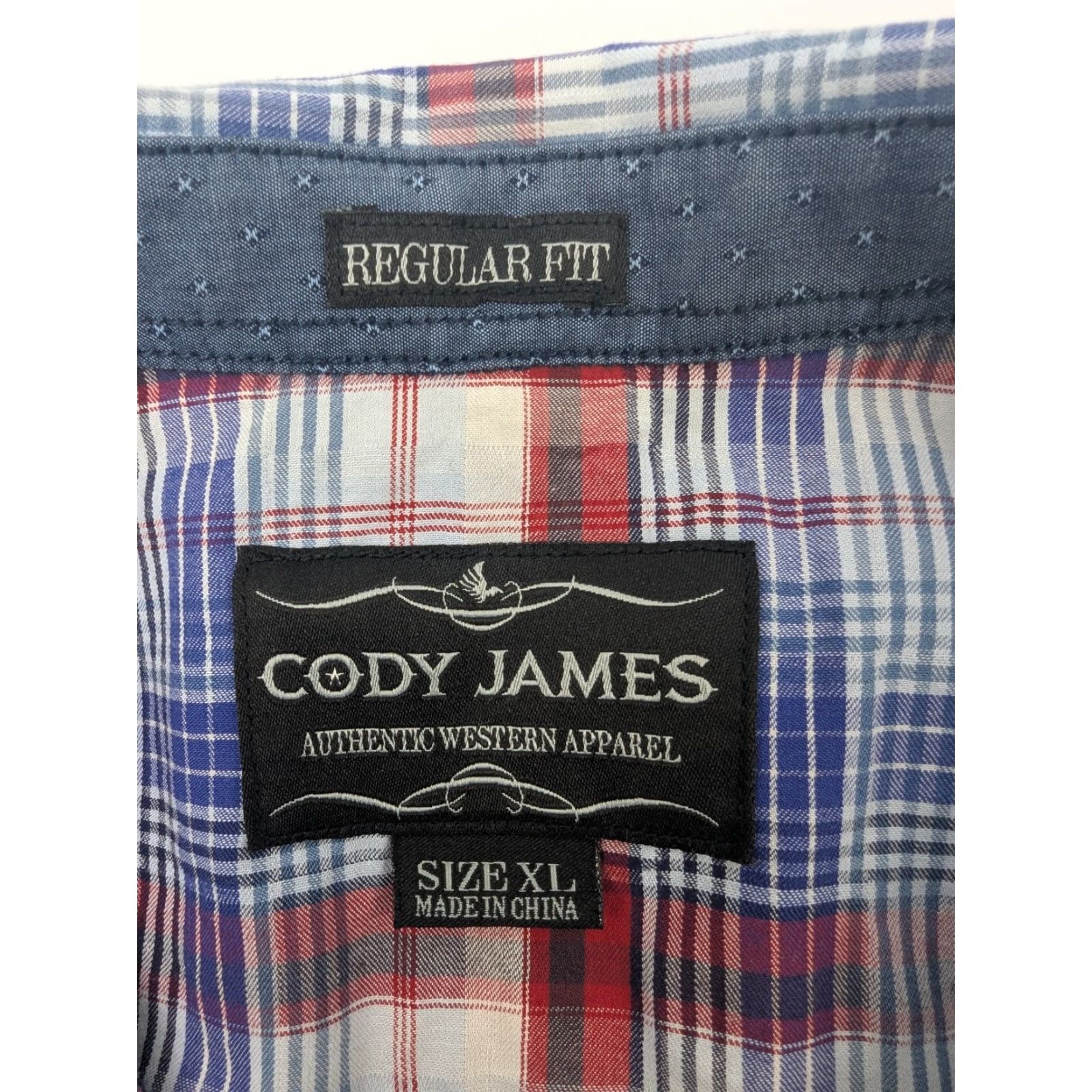Cody James Cody James Pearl Snap Shirt Sawtooth Pocket Mens XL Blue Red Plaid Western Rodeo Shirt Size US XL / EU 56 / 4 - 7 Thumbnail