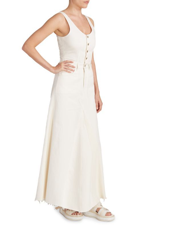 Chloe o1y0825 Denim Maxi Dress in White Size M / US 6-8 / IT 42-44 - 4 Thumbnail
