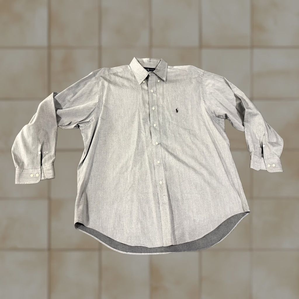 Ralph Lauren Ralph Lauren Dress Shirt Mens 17 Gray Long Sleeve Yarmouth Classic Fit Shirt Boys? Size 46R - 1 Thumbnail