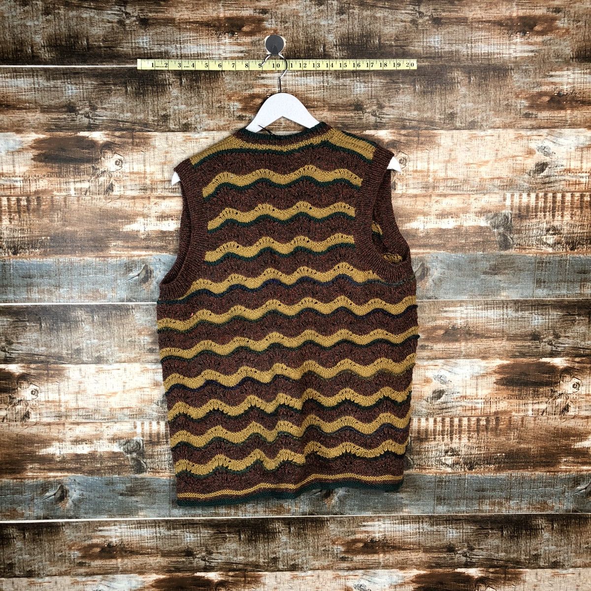 Handmade × Japanese Brand × Vintage Japan vintage wave cardigan Vest Knitwear #A2047 Size M / US 6-8 / IT 42-44 - 8 Thumbnail