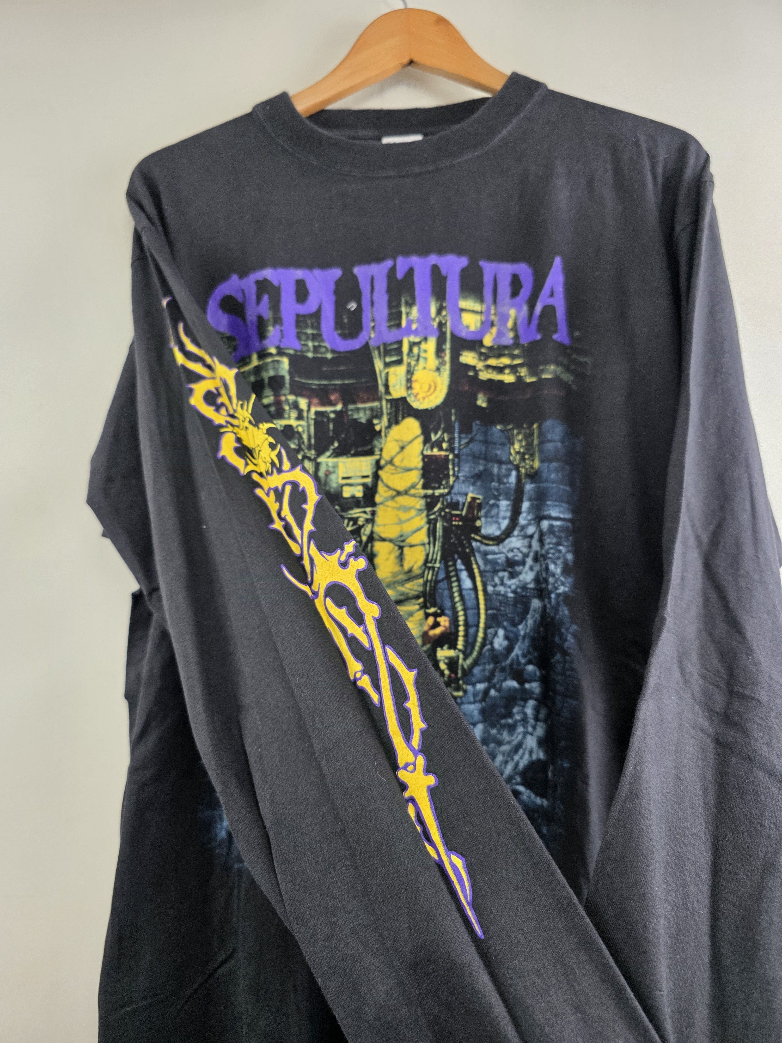Band Tees × Vintage 1993 Sepultura Chaos AD Long-sleeved XL 22.5" 30.5" Size US XL / EU 56 / 4 - 2 Thumbnail