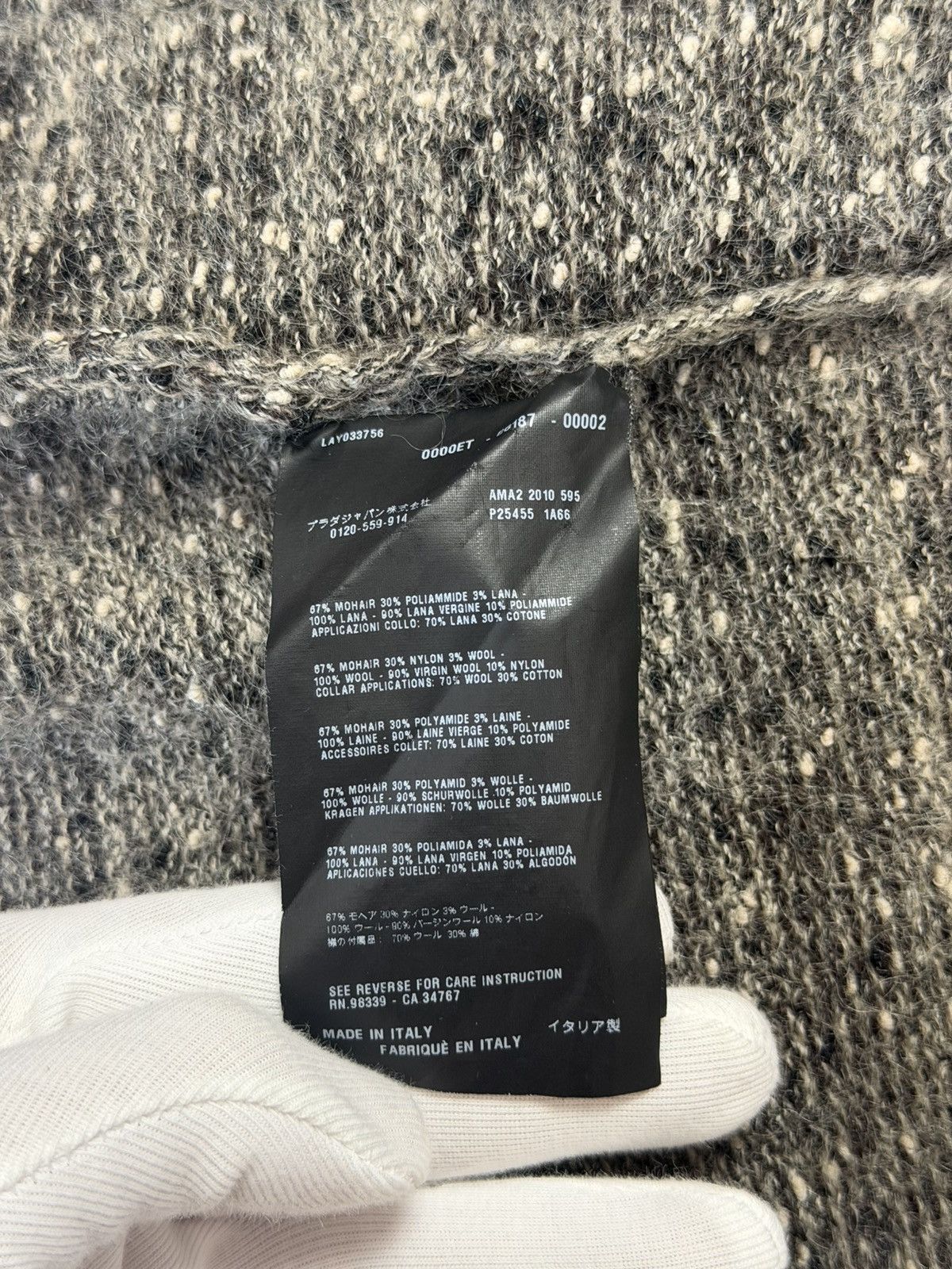 Prada Prada Charcoal Mohair Cardigan with Shearling Trim size 44 Size M / US 6-8 / IT 42-44 - 14 Thumbnail