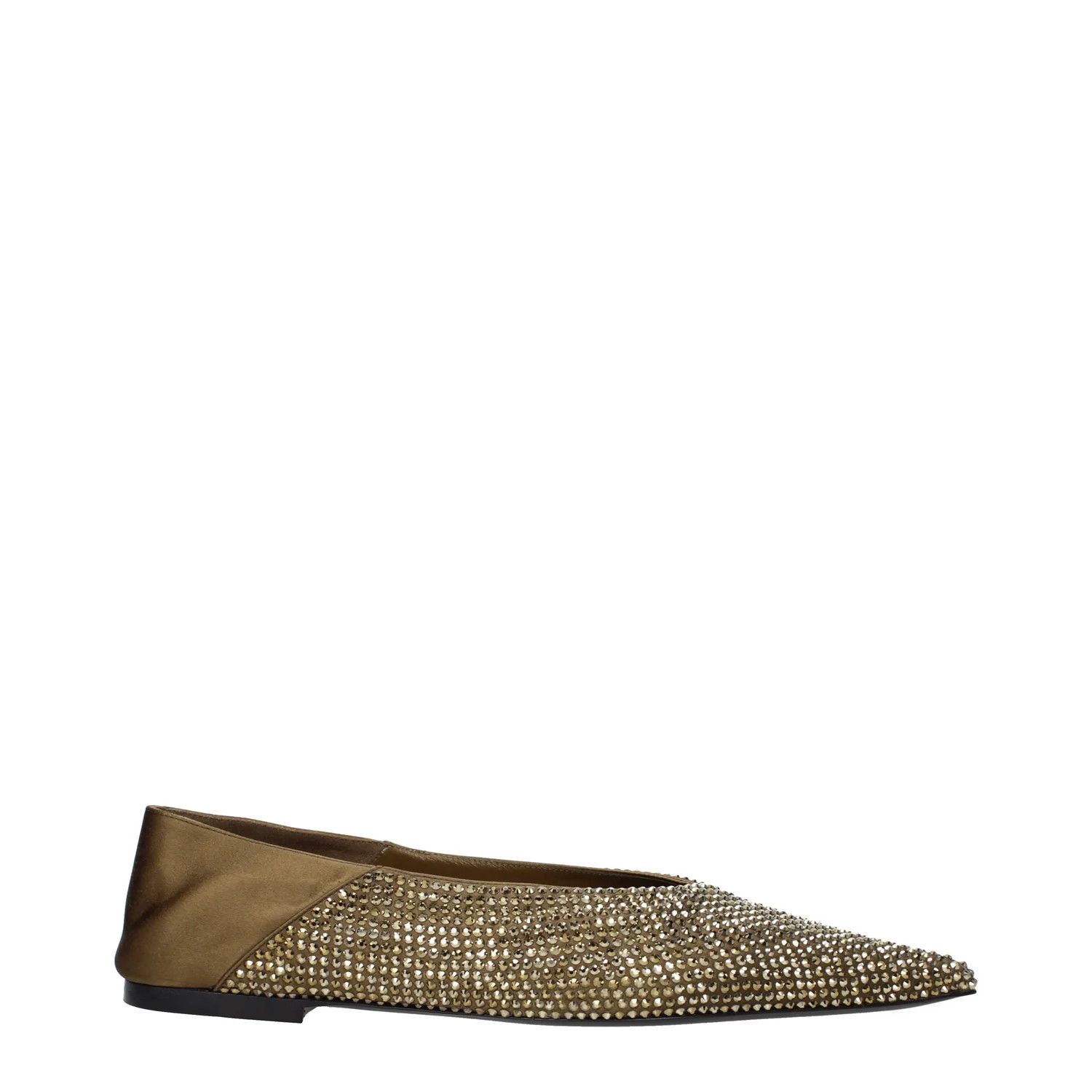 Saint Laurent Paris ob1o1e1124 Satin Ballet Flats in Khaki Size US 7 / IT 37 - 1 Thumbnail