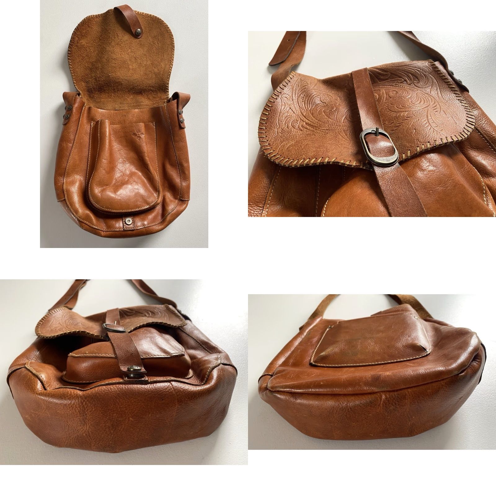 Patricia Nash VINTAGE Patricia Nash Barcelona Saddle Bag Italian Leather Brown Women’s Size ONE SIZE - 8 Thumbnail