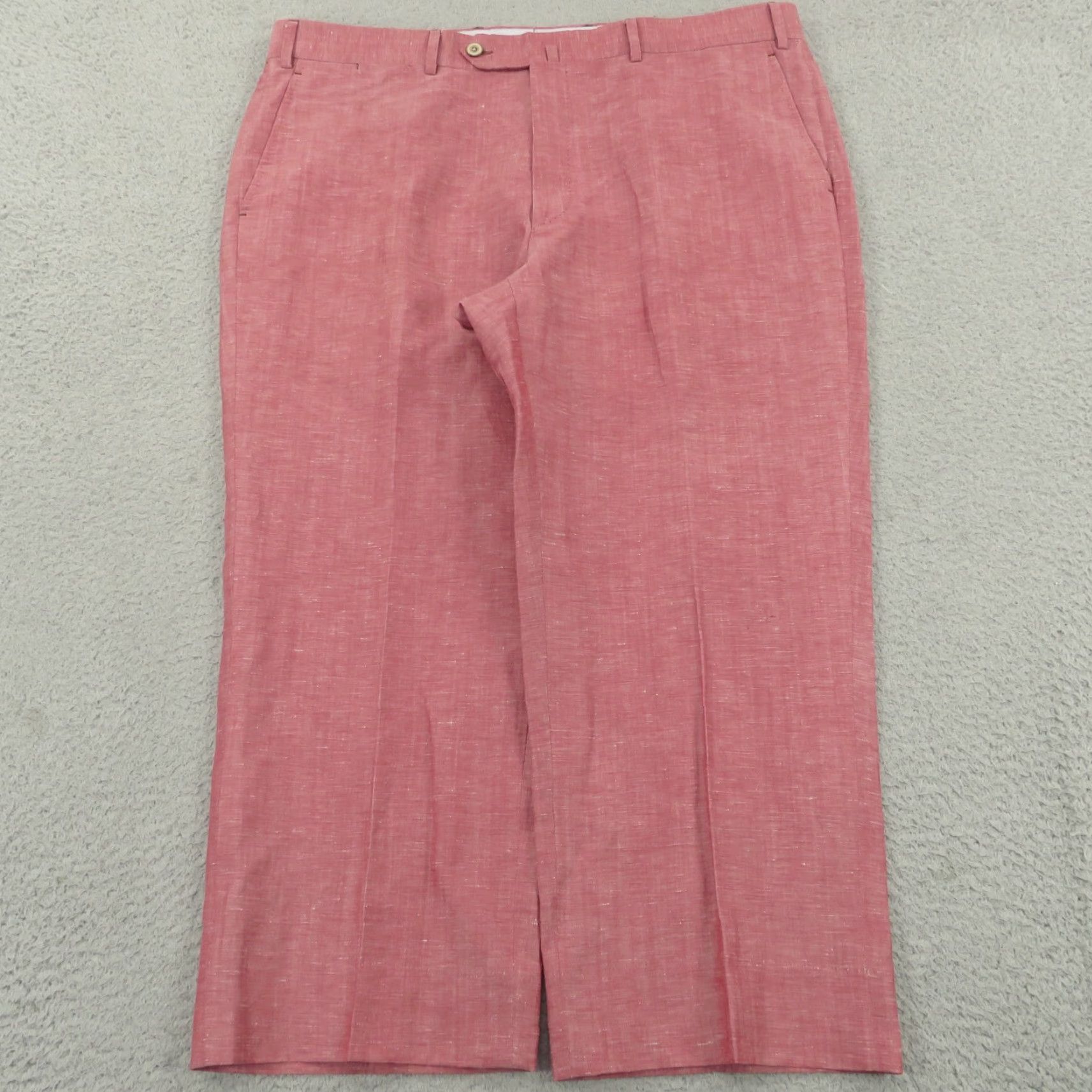 Peter Millar Peter Millar Pants Men 40x26 Red Linen Wool Flat Front Trousers VBC Golf Slacks Dress Pants Wide-Leg 5-Pocket Inseam 26" Regular Mens Size US 40 / EU 56 - 2 Thumbnail