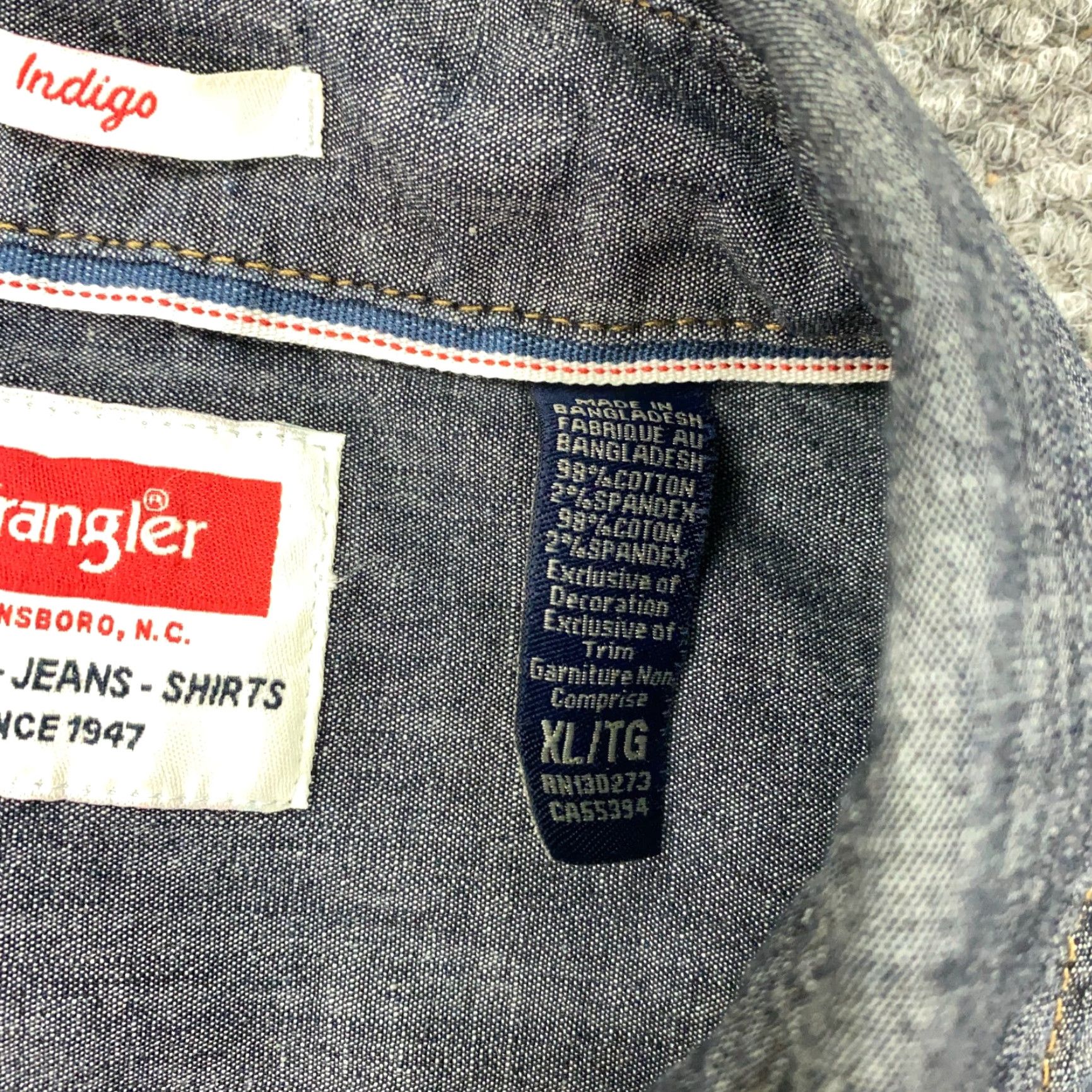 Wrangler VINTAGE Wrangler Indigo Denim Shirt Mens XL Blue Pearl Snap Western Cowboy Stretch Size US XL / EU 56 / 4 - 4 Thumbnail