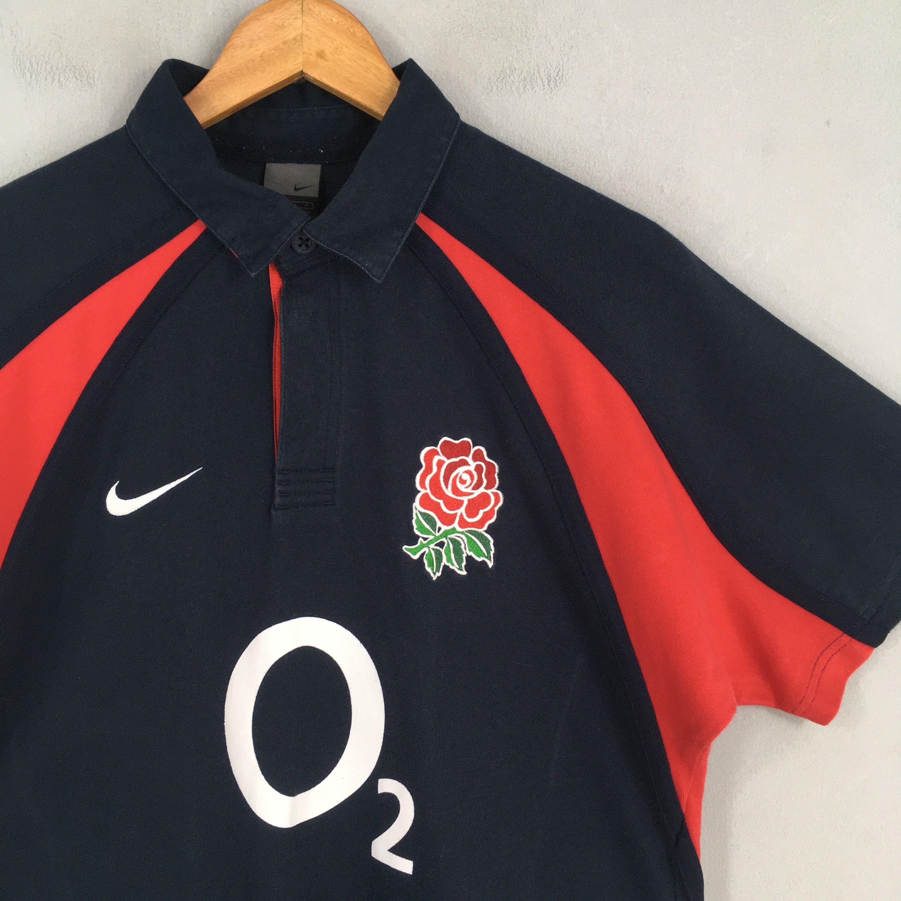 Nike × Vintage Y2K Nike O2 England Rugby Jersey Black Polo Rugby Shirt Size US M / EU 48-50 / 2 - 2 Thumbnail