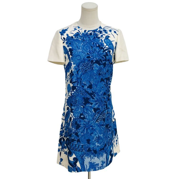 Valentino Valentino Blue Floral Print Mini Dress Size 40 Size S / US 4 / IT 40 - 1 Thumbnail