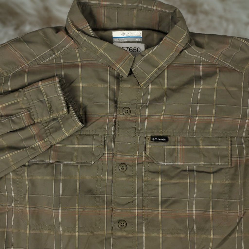Vintage Columbia Shirt Adult Medium Brown Plaid Nylon Button-Up Long Sleeve Mens Size US M / EU 48-50 / 2 - 1 Thumbnail