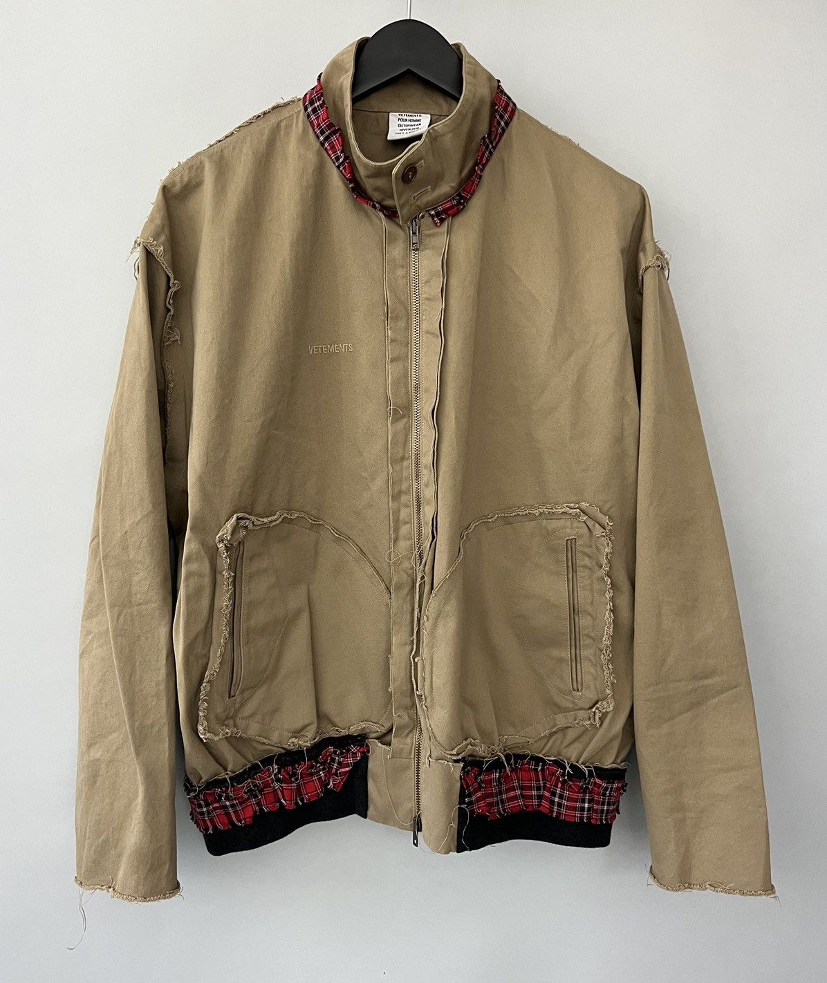 image of Vetements Nside-Out Cotton Harrington Style Jacket in Beige, Men's (Size Large)