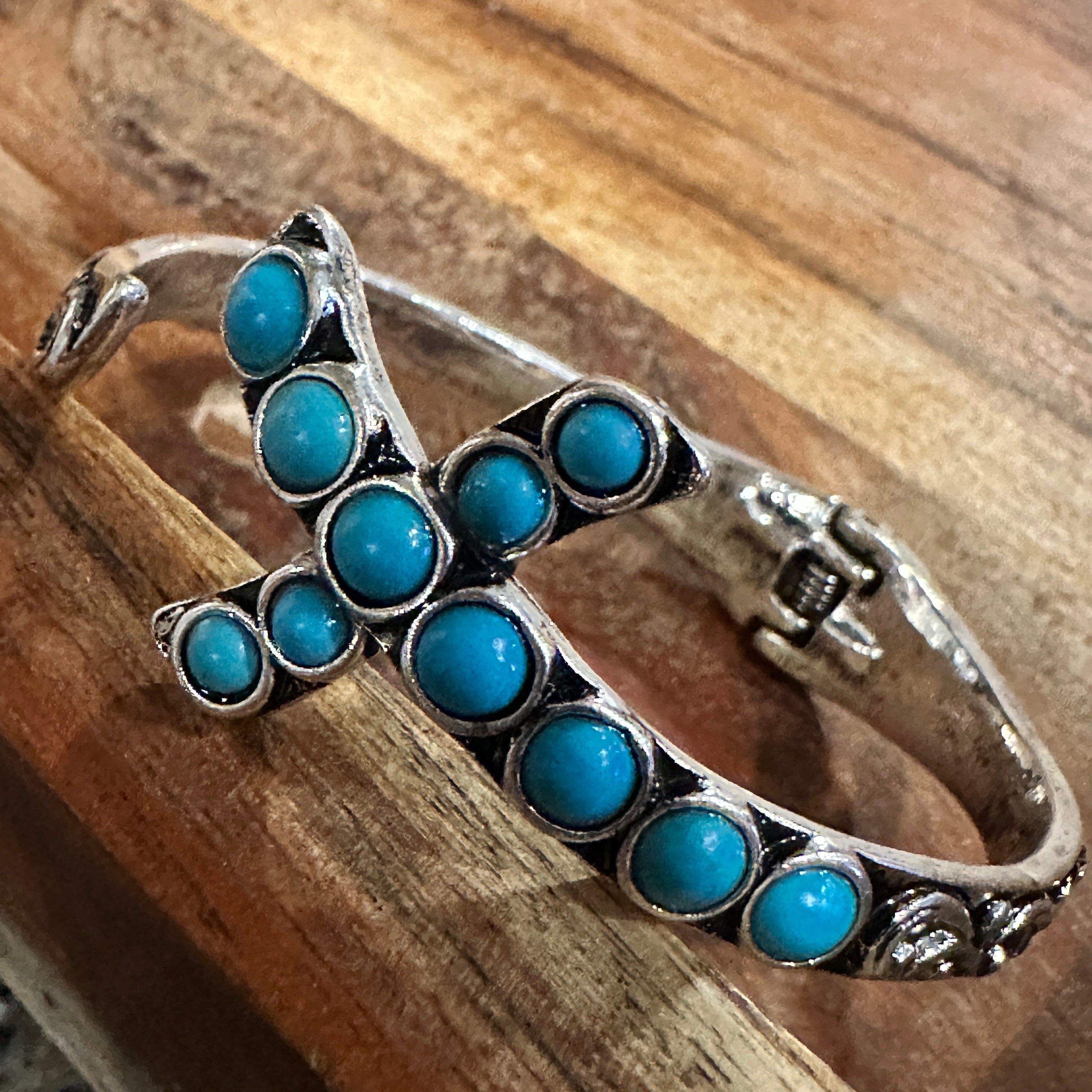 Other Boho Chic Religion Spiritual Elegance Turquoise Bead Cross B Size ONE SIZE - 5 Thumbnail